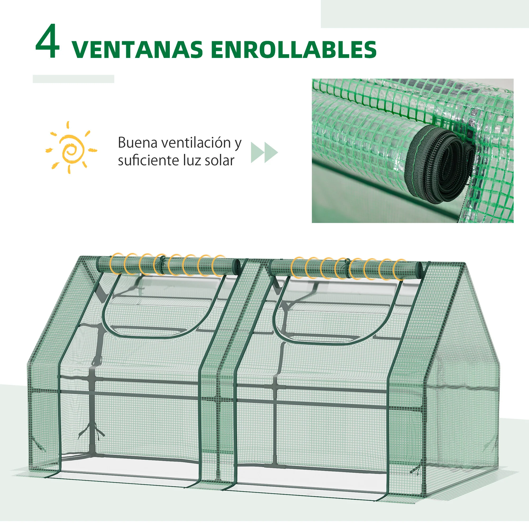 Outsunny Invernadero Pequeño Con Cubierta Doble 180x90x90 Cm Verde - Image 6