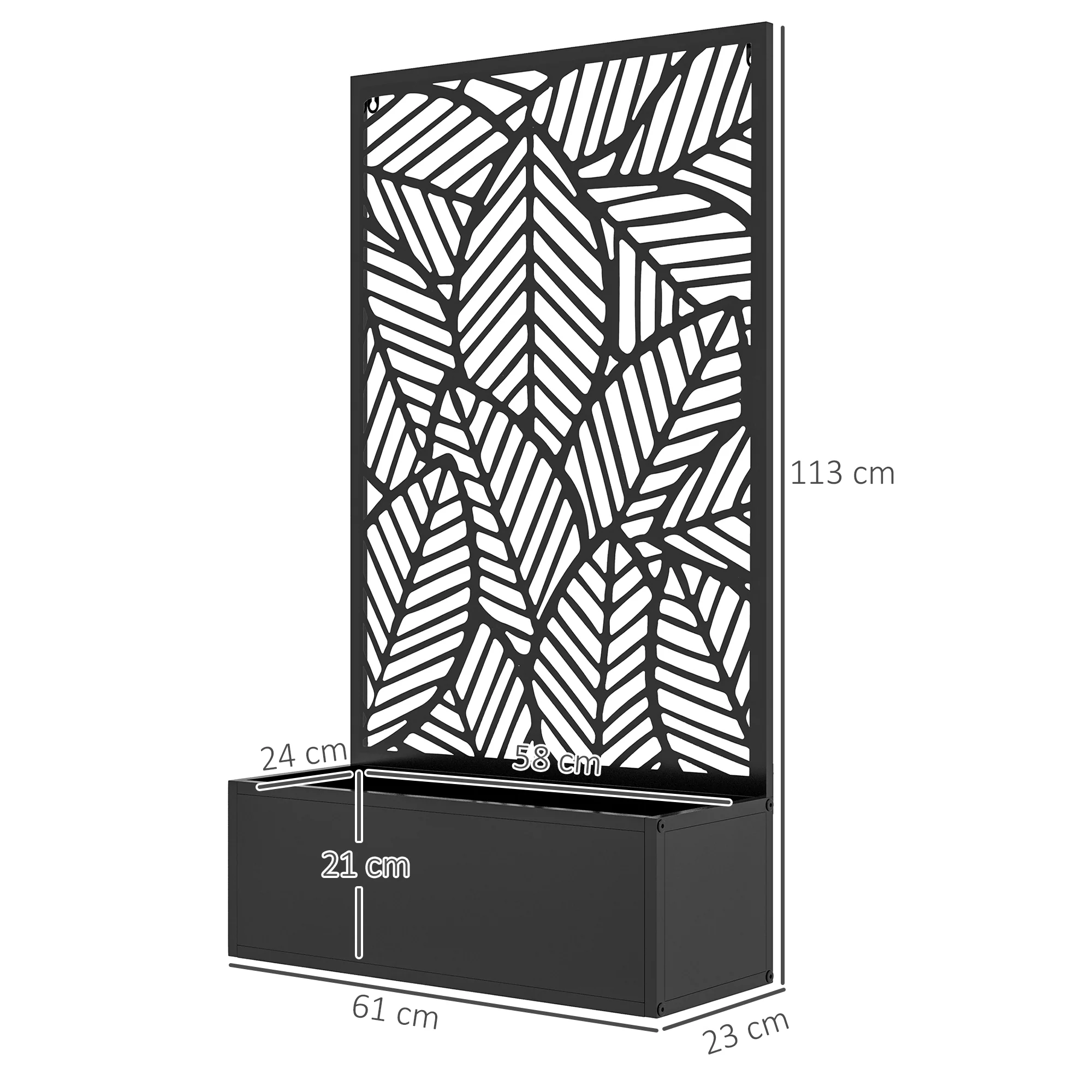 Outsunny Jardinera Con Biombo De Metal 61x23x113 Cm Negro - Image 3