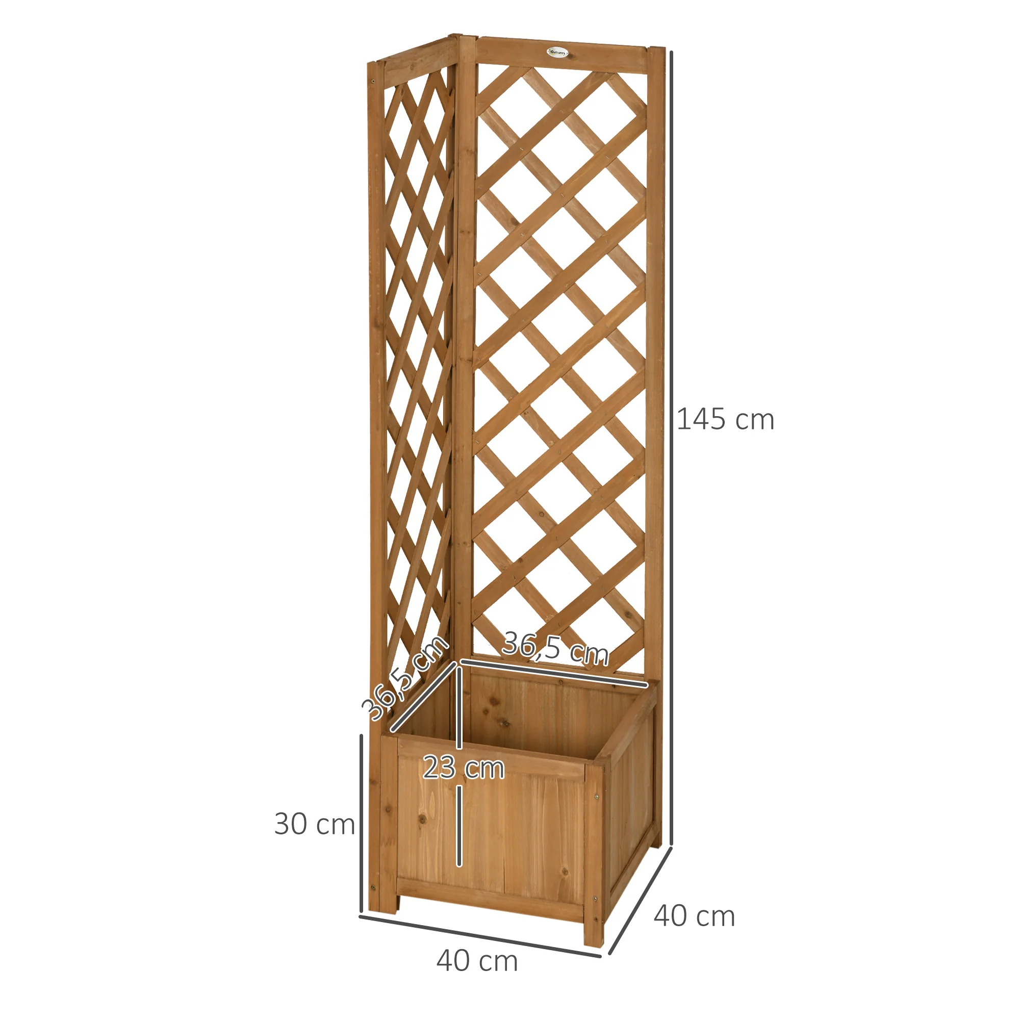 Outsunny Jardinera Con Enrejado De Madera Para Trepadoras Cultivos 40x40x145 Cm - Image 3