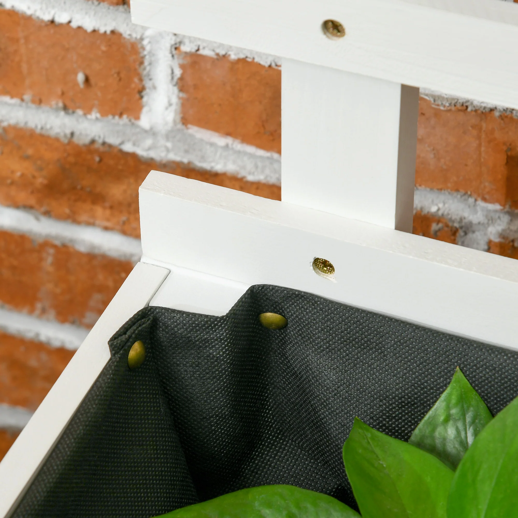 Outsunny Jardinera Con Enrejado Madera Con Ruedas Soporte Para Trepadora Blanco - Image 5