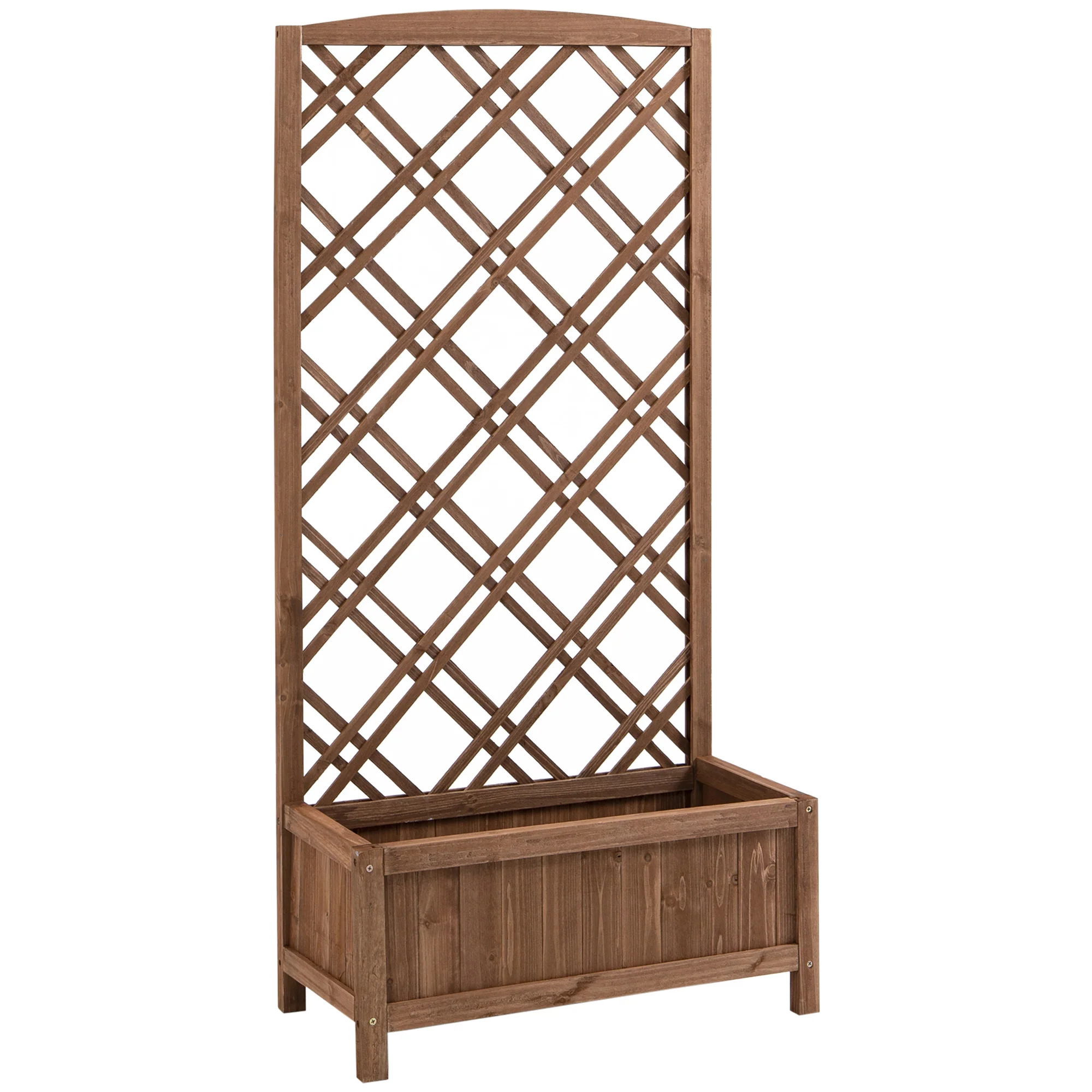 Outsunny Jardinera Con Enrejado Para Trepadora Cultivos Plantas 60x30x122,5 Cm