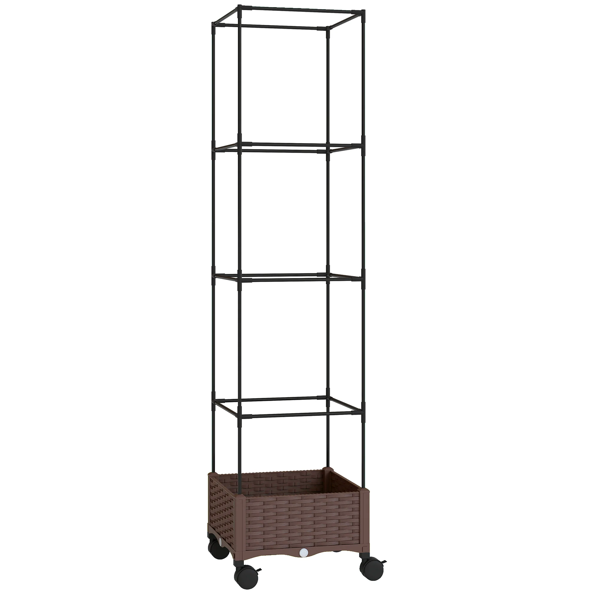 Outsunny Jardinera Con Enrejado Ruedas Para Cultivos Verduras 40x40x165 Cm