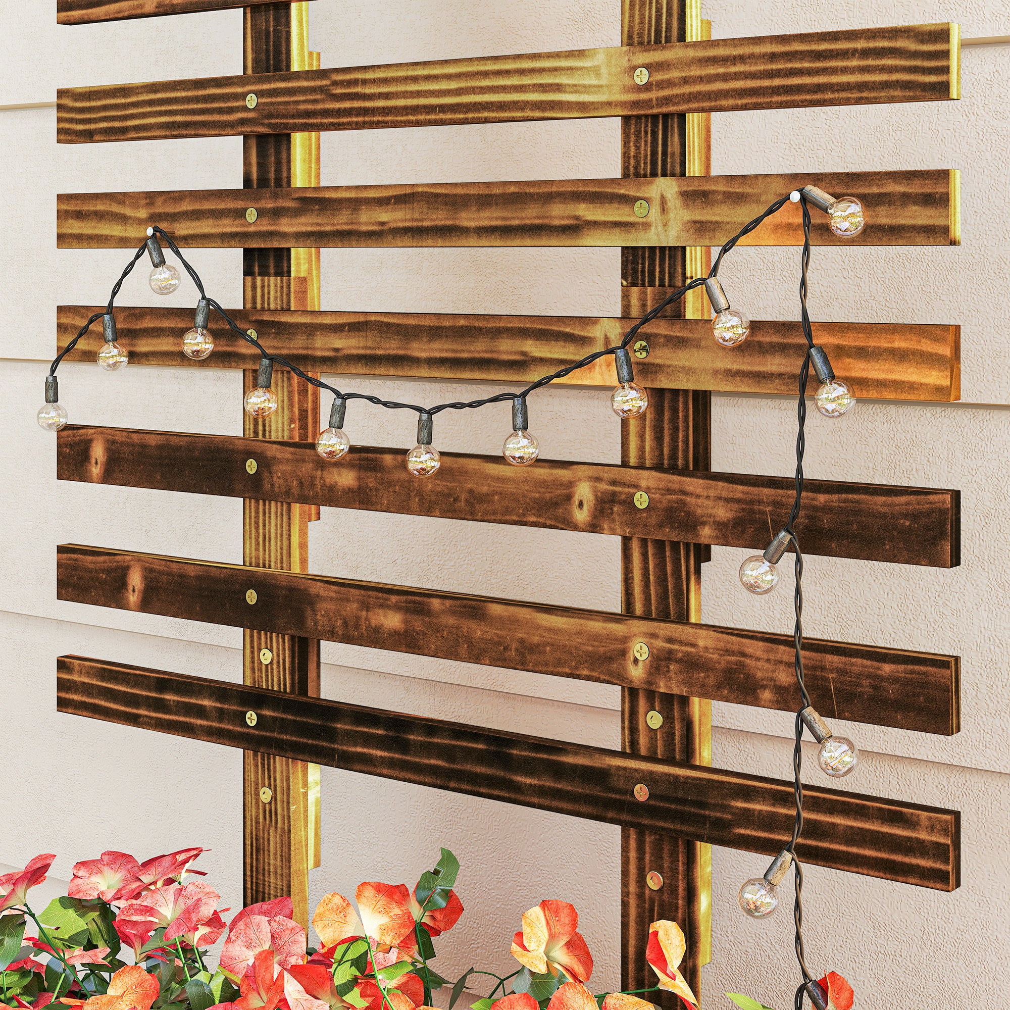 Outsunny Jardinera Con Ruedas Y Celosía 65x31x147 Cm Carbonizado - Image 5