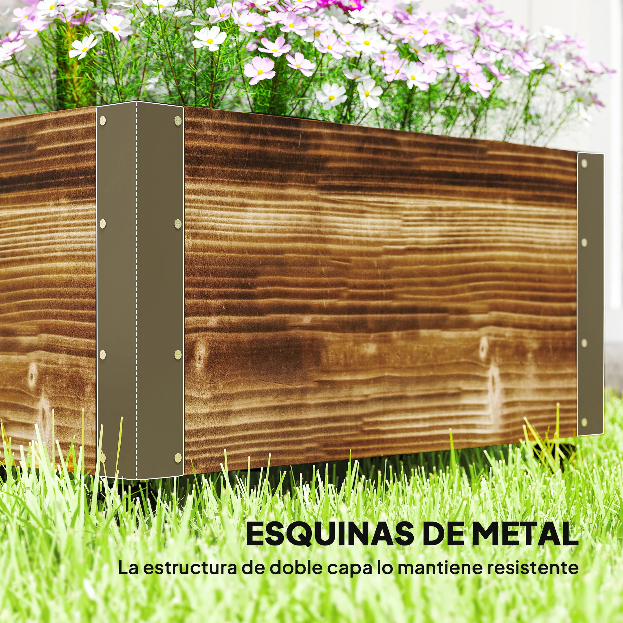 Outsunny Jardinera Con Ruedas Y Celosía 65x31x147 Cm Carbonizado - Image 6