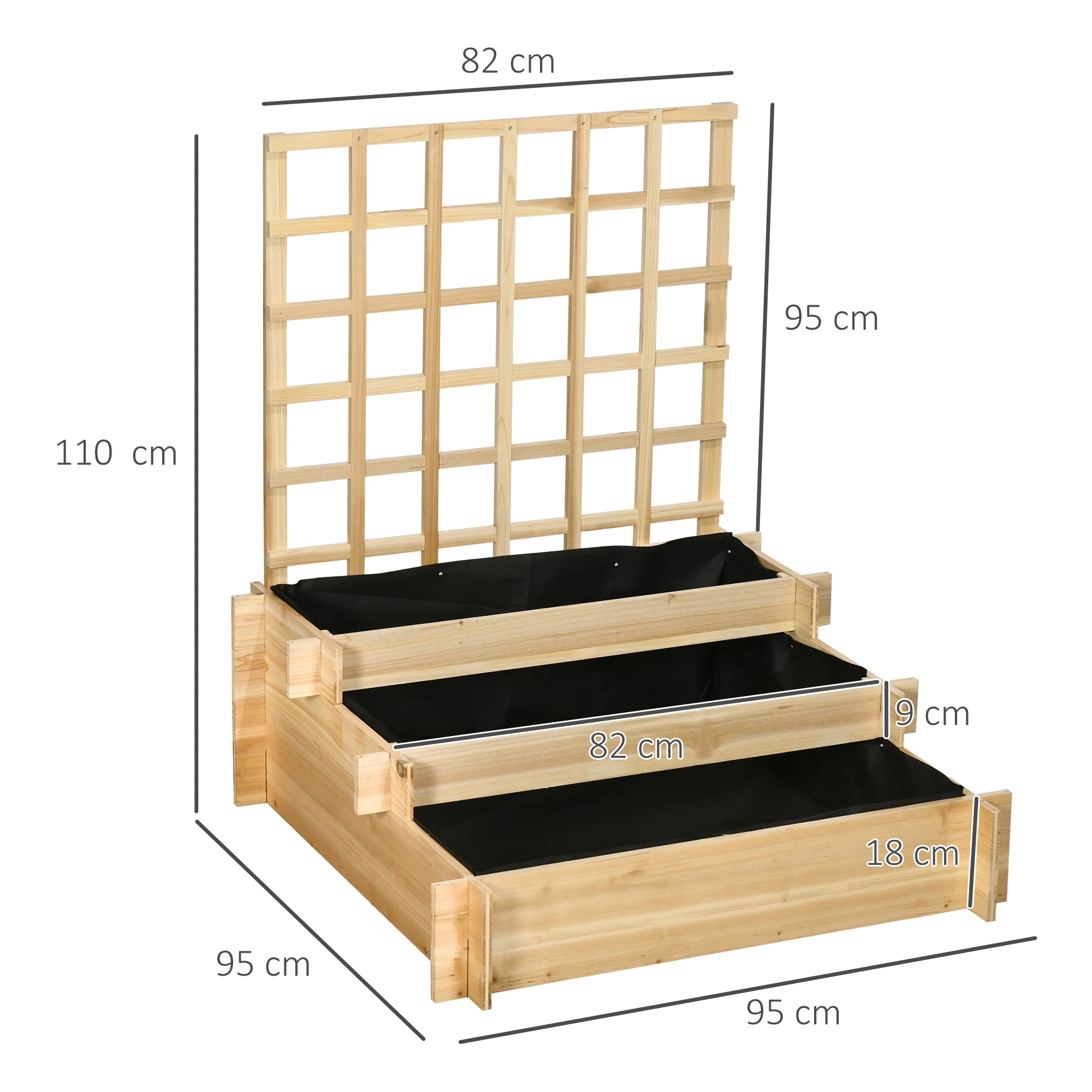 Outsunny Jardinera De 3 Niveles Con Enrejado Para Cultivos Verduras 95x95x110 Cm - Image 3