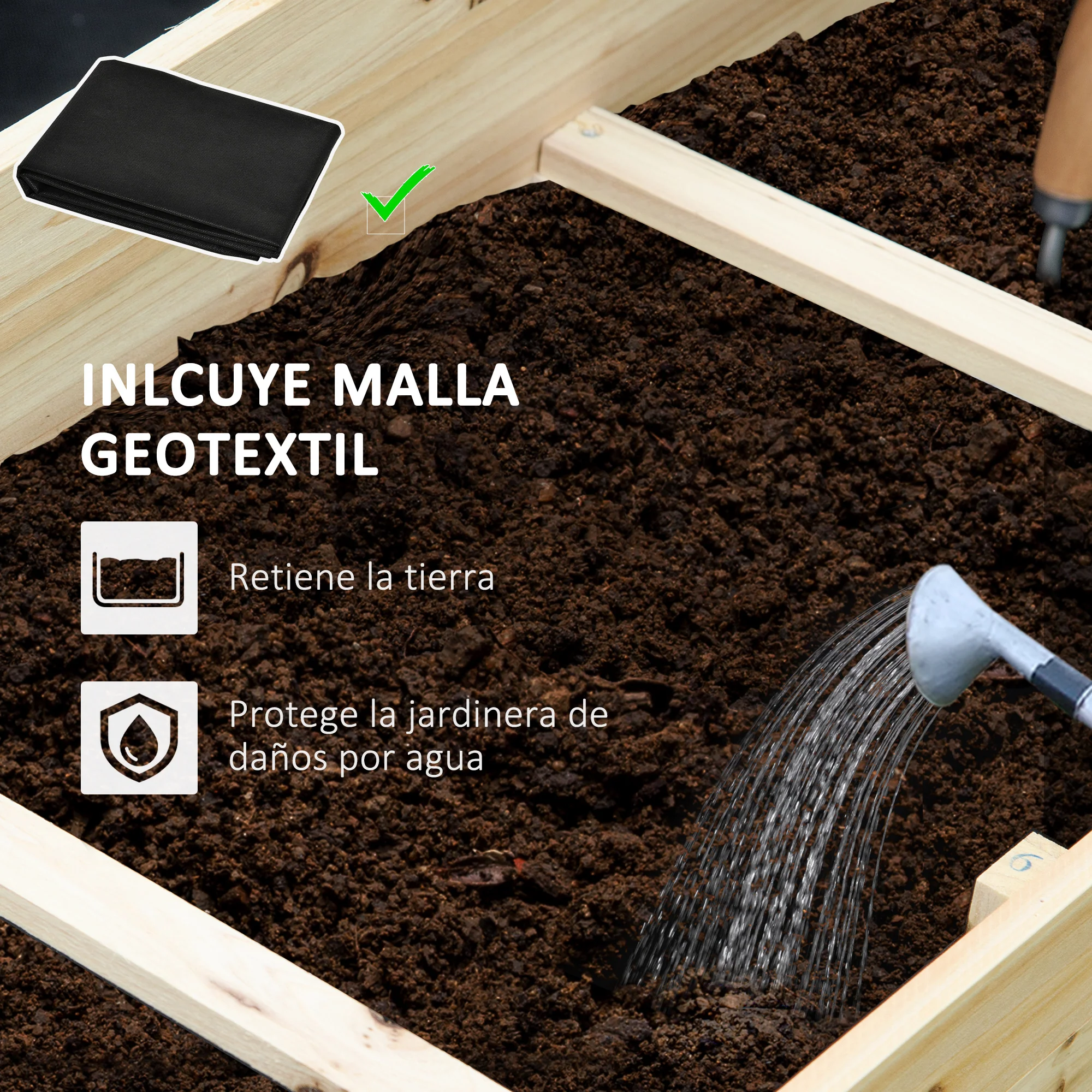 Outsunny Jardinera De Madera 3 Niveles Con Tela Geotextil Para Cultivos Plantas - Image 6