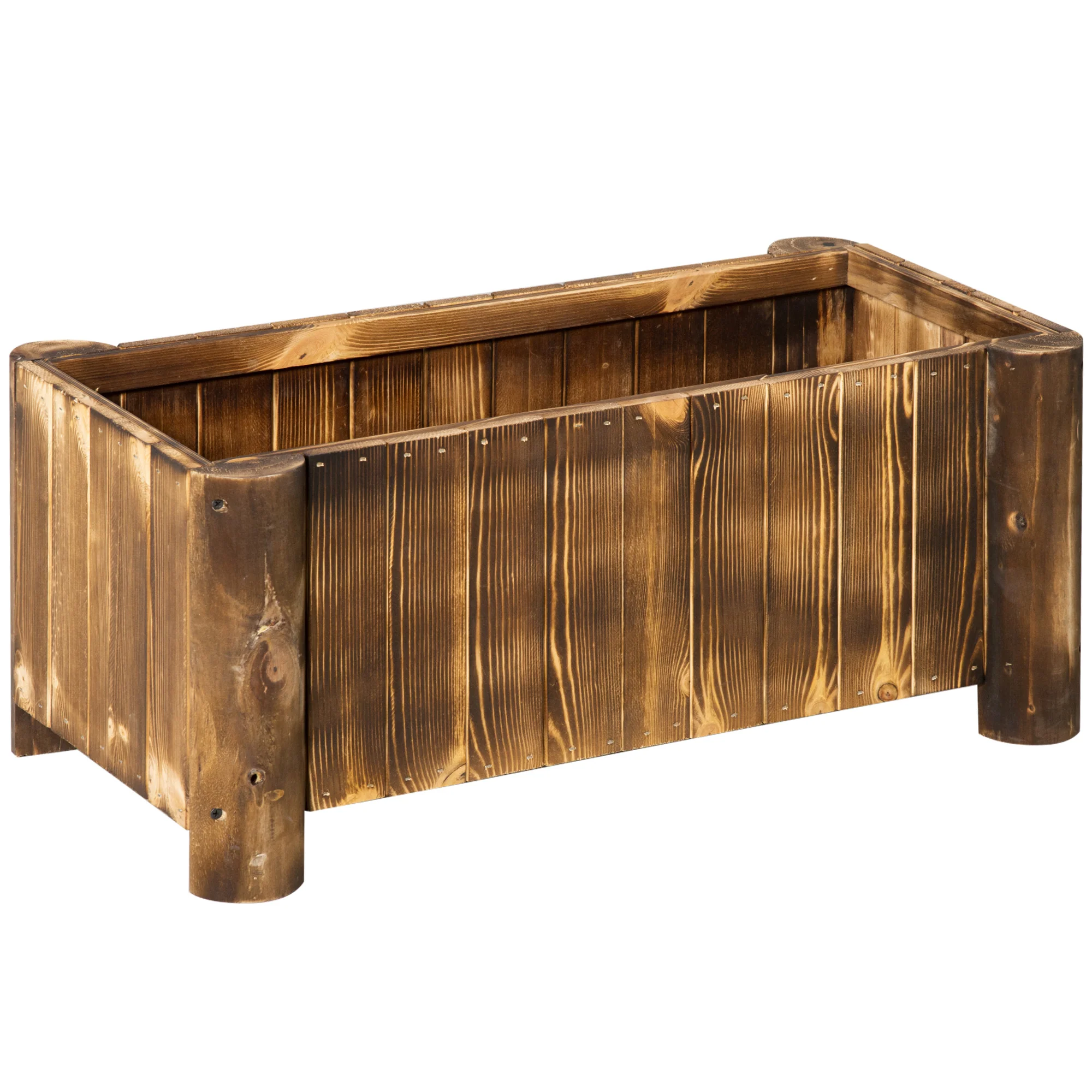 Outsunny Jardinera De Madera Arriate De Jardín Con 4 Patas 70x35x30 Cm Natural