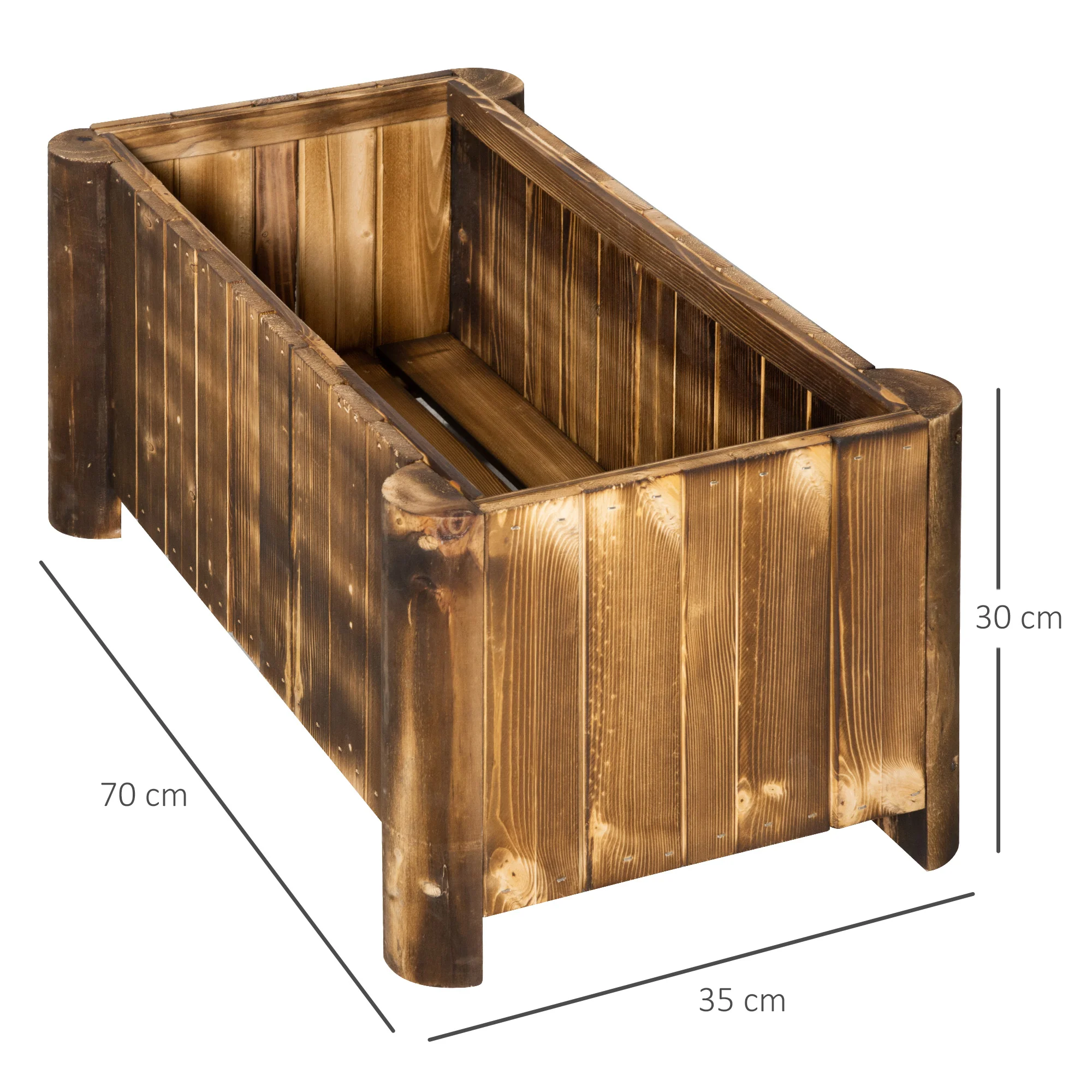 Outsunny Jardinera De Madera Arriate De Jardín Con 4 Patas 70x35x30 Cm Natural - Image 3