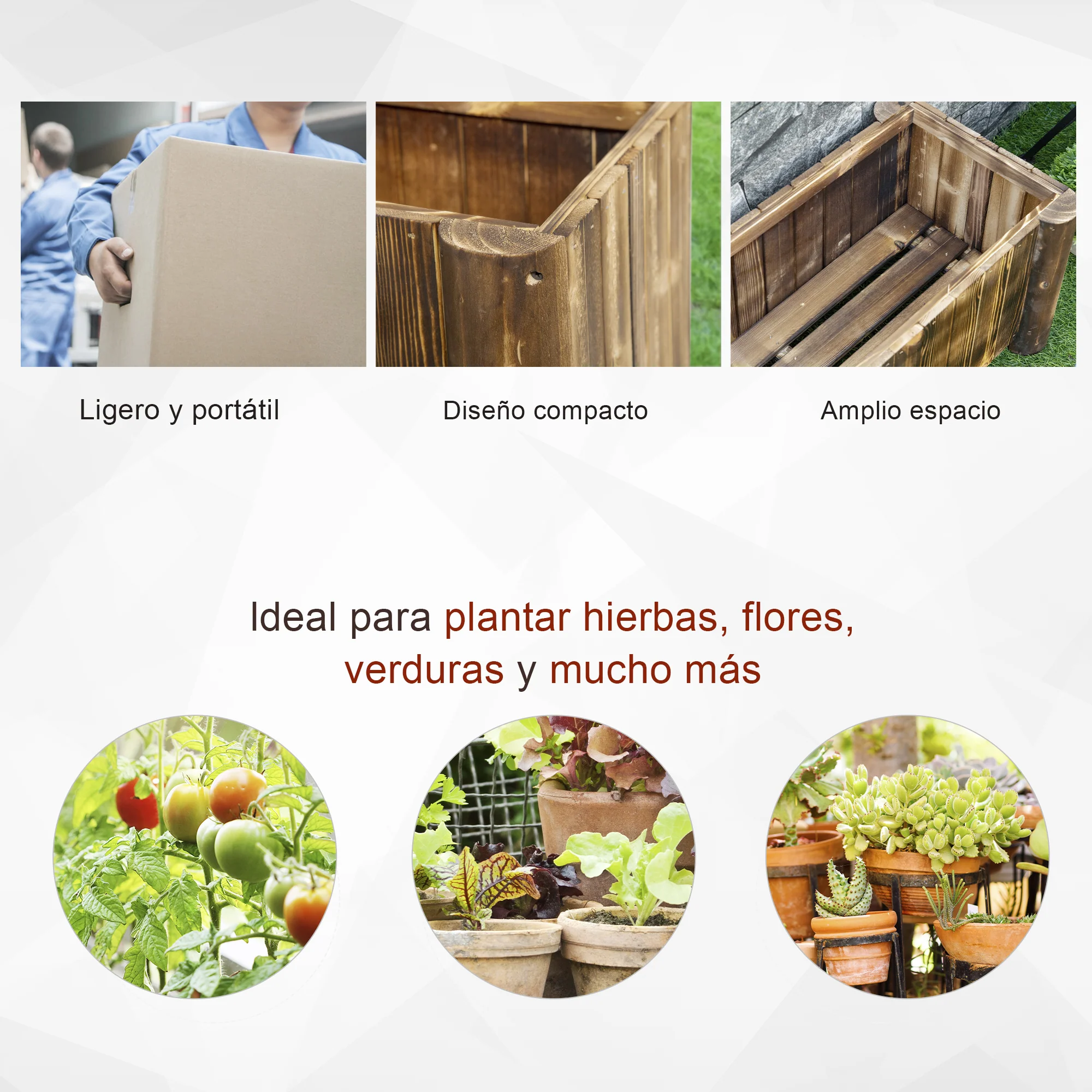Outsunny Jardinera De Madera Arriate De Jardín Con 4 Patas 70x35x30 Cm Natural - Image 6