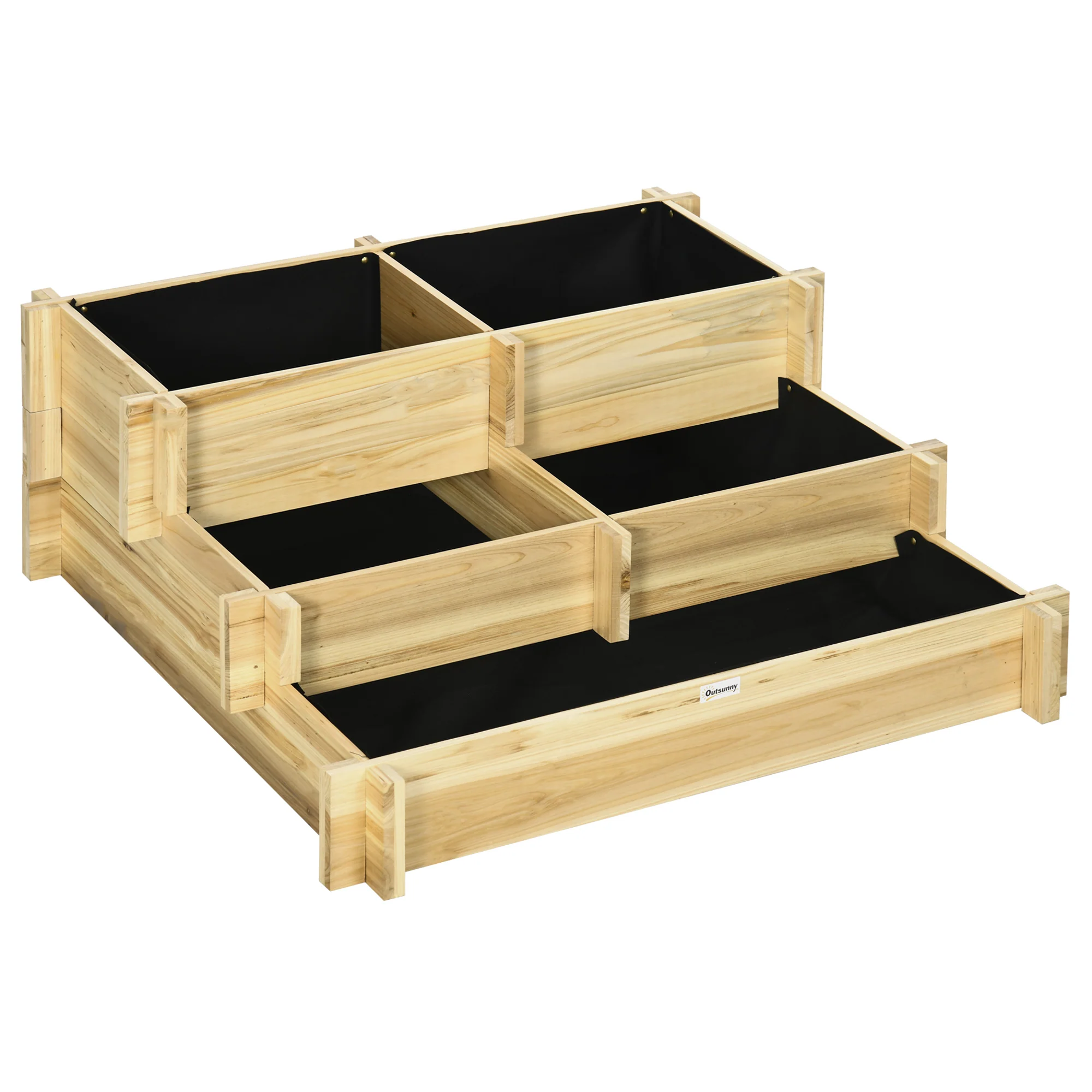 Outsunny Jardinera De Madera Con Diseño De Escalera 93x93x35 Cm Natural