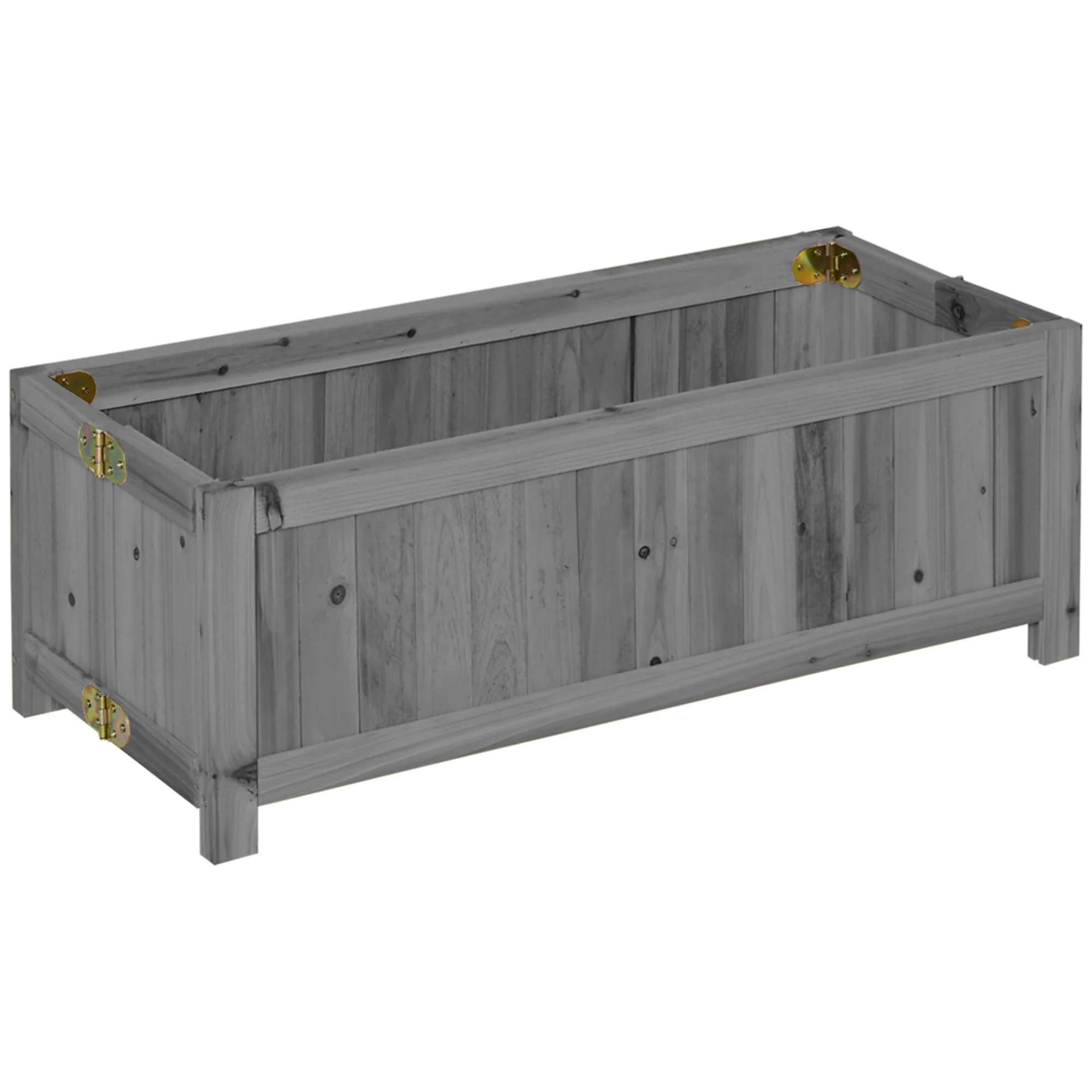 Outsunny Jardinera De Madera Plegable Con 4 Patas 70x30x25 Cm Gris