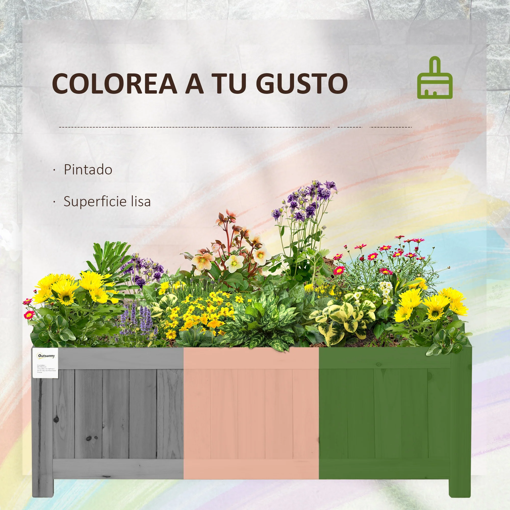 Outsunny Jardinera De Madera Plegable Con 4 Patas 70x30x25 Cm Gris - Image 6