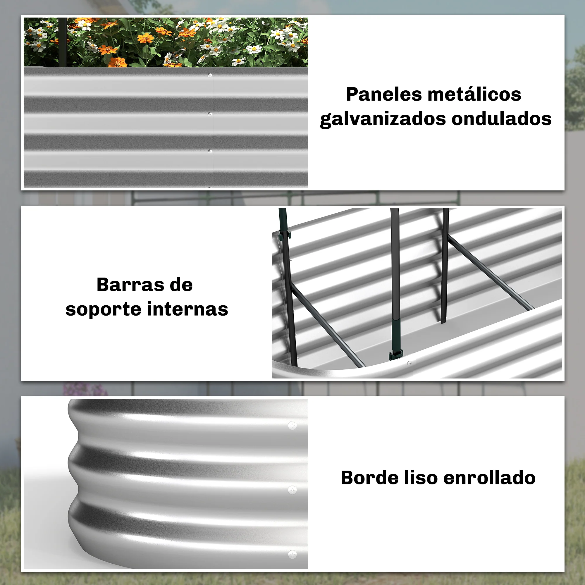 Outsunny Jardinera Exterior Grande De Acero Con Cubierta De Invernadero Y Malla - Image 6