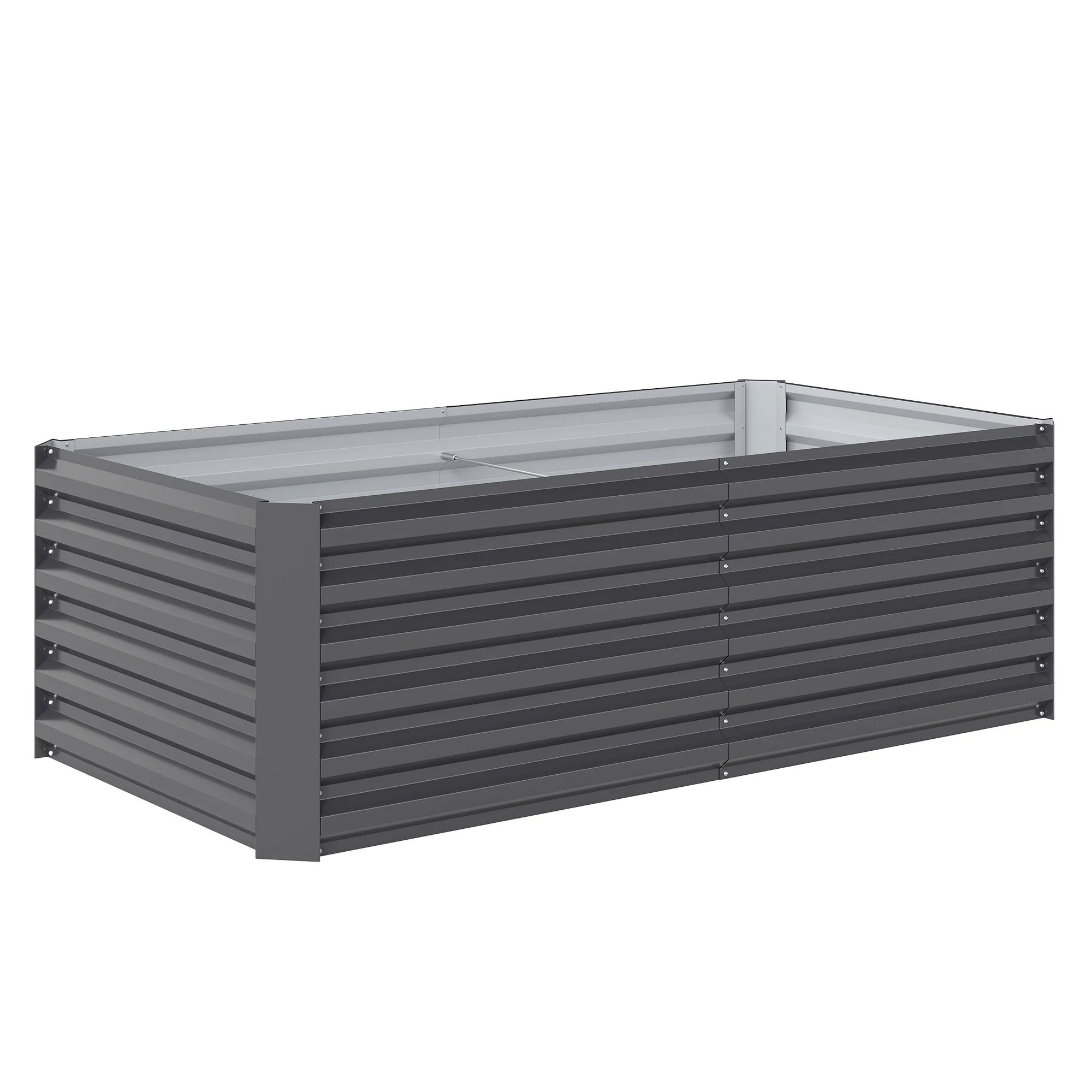 Outsunny Jardinera Exterior Grande De Acero Galvanizado Con Base Abierta Gris
