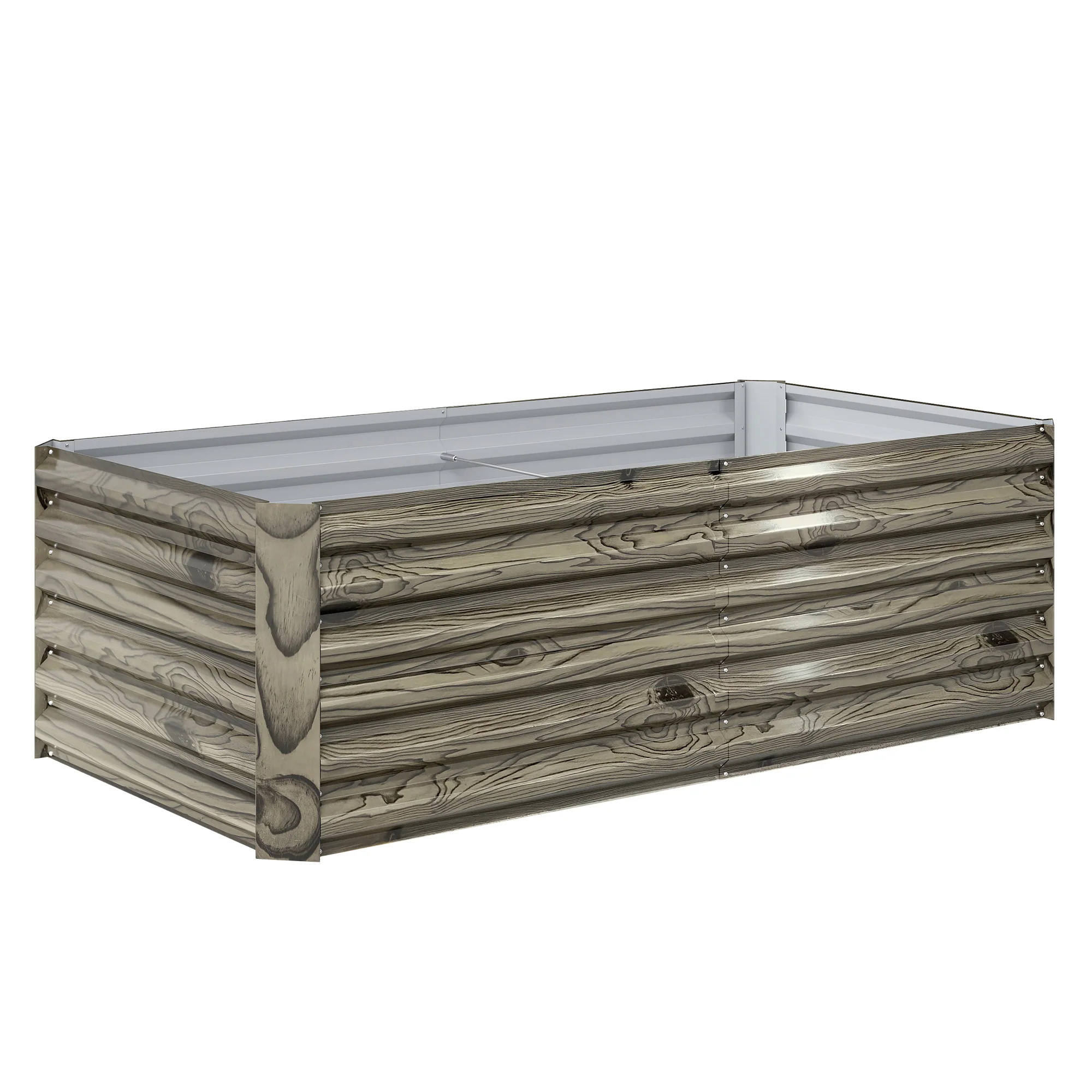 Outsunny Jardinera Exterior Grande De Acero Galvanizado Con Base Abierta Natural