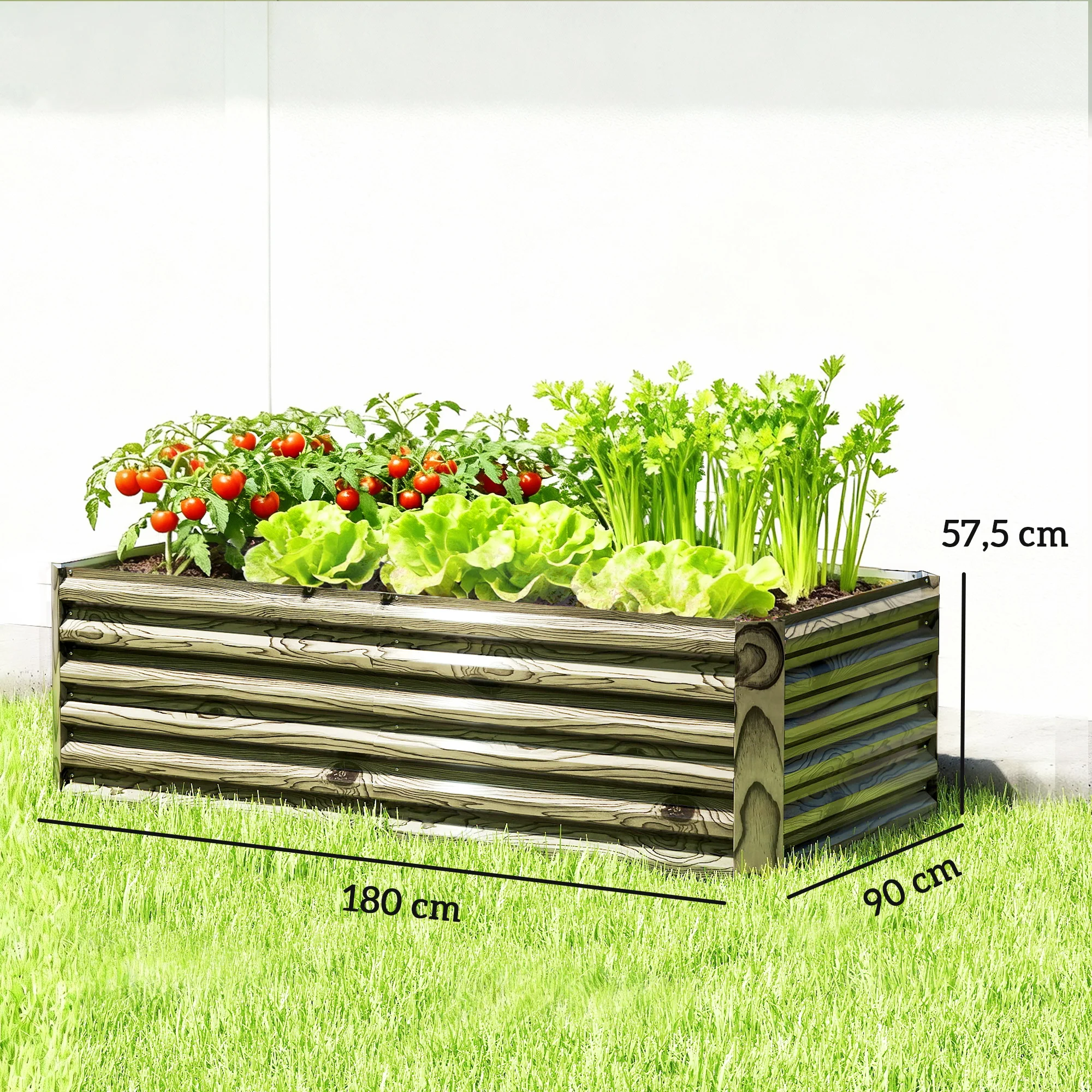 Outsunny Jardinera Exterior Grande De Acero Galvanizado Con Base Abierta Natural - Image 3
