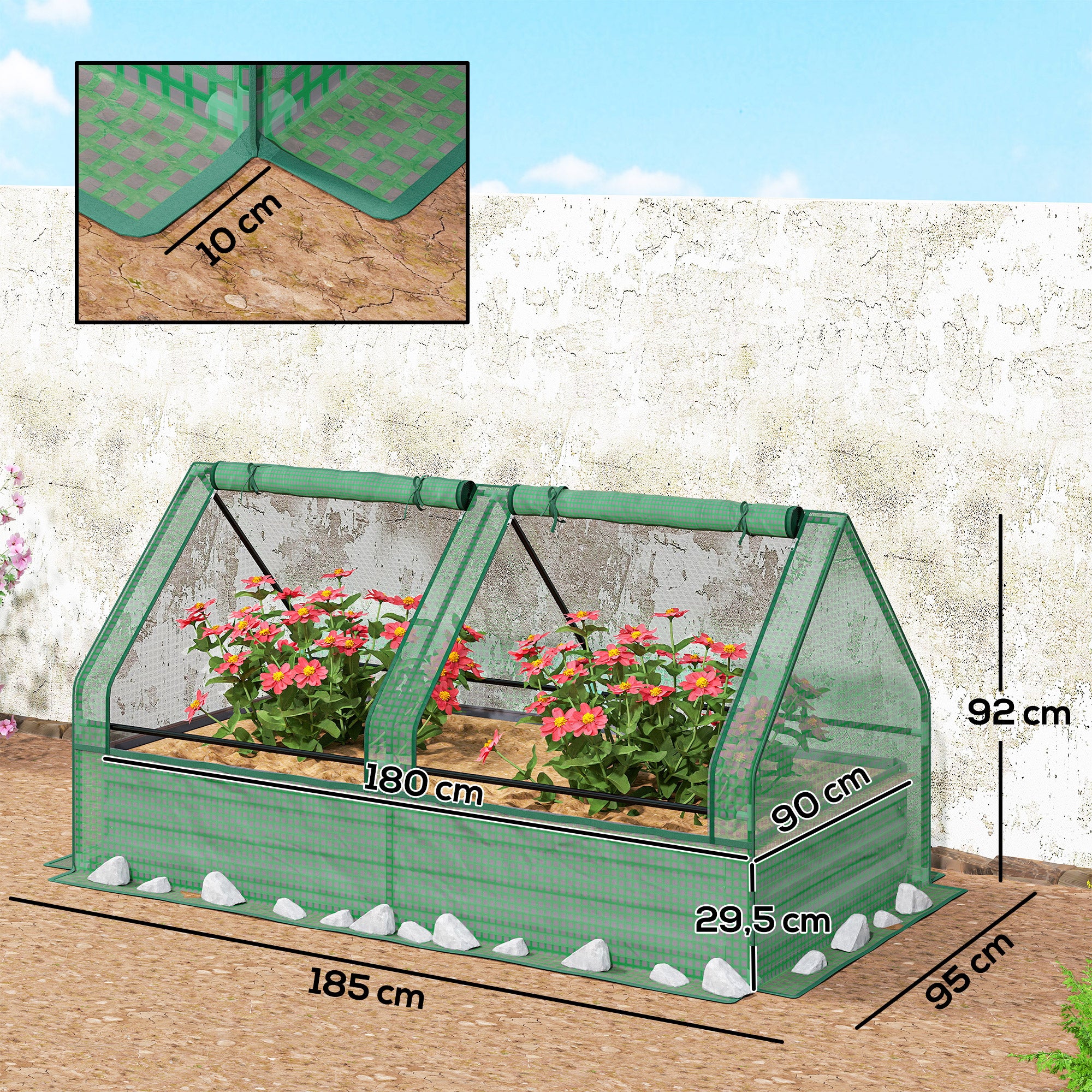 Outsunny Jardinera Exterior Grande De Acero Galvanizado Con Mini Invernadero - Image 3