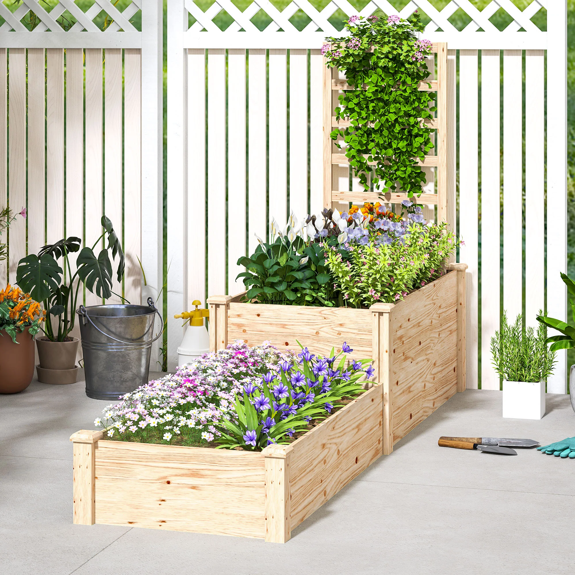 Outsunny Jardinera Exterior Grande De Madera - Image 5