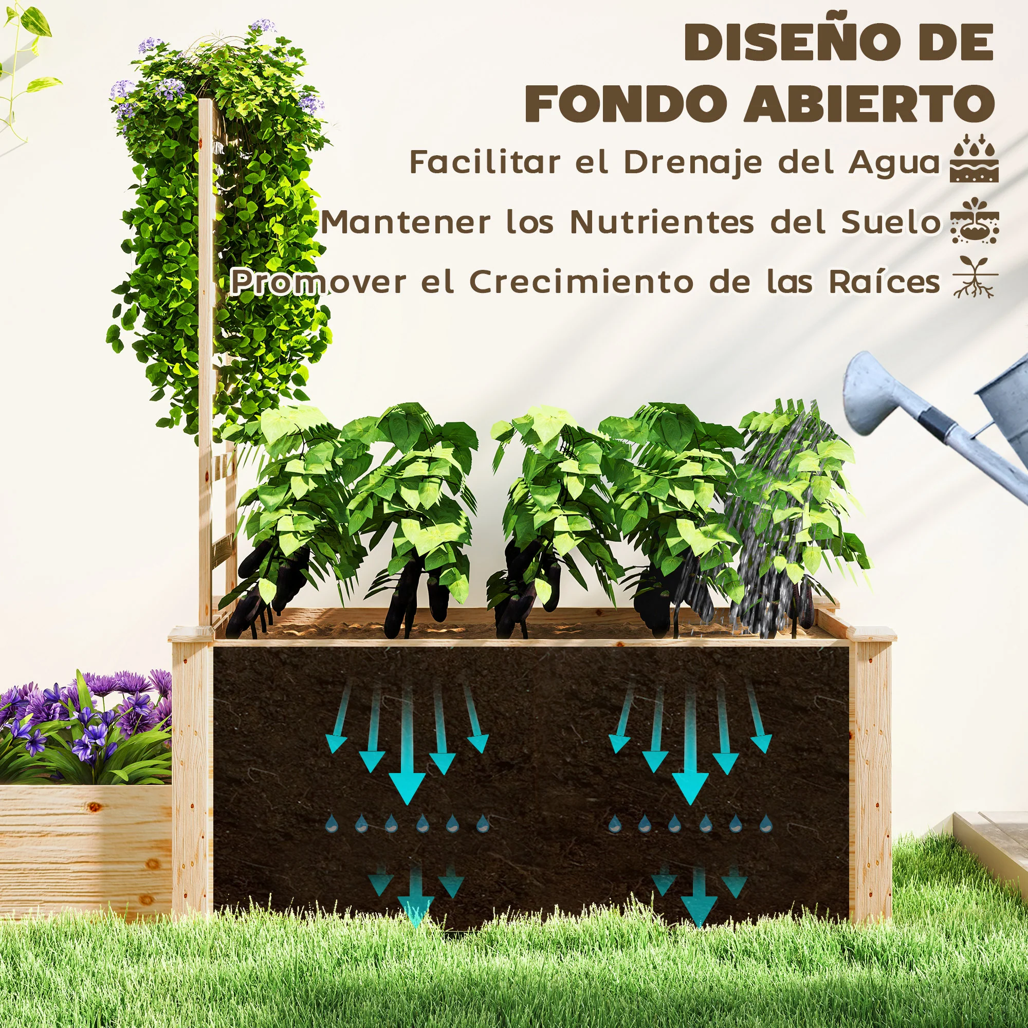 Outsunny Jardinera Exterior Grande De Madera - Image 6