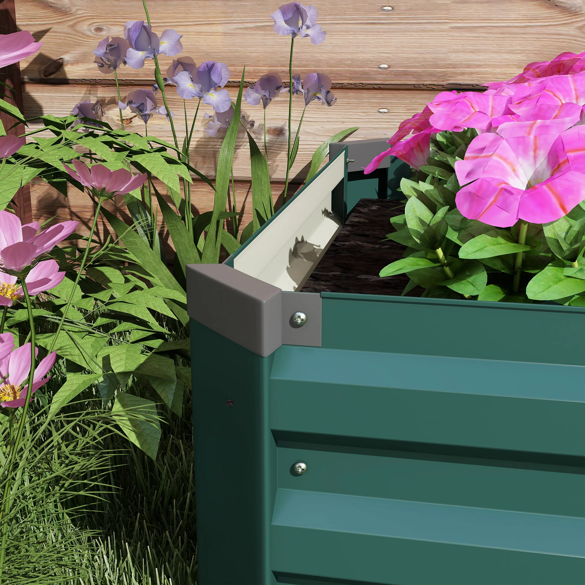 Outsunny Jardinera Exterior Grande Rectangular De Acero Galvanizado 240x60x30 Cm - Image 5
