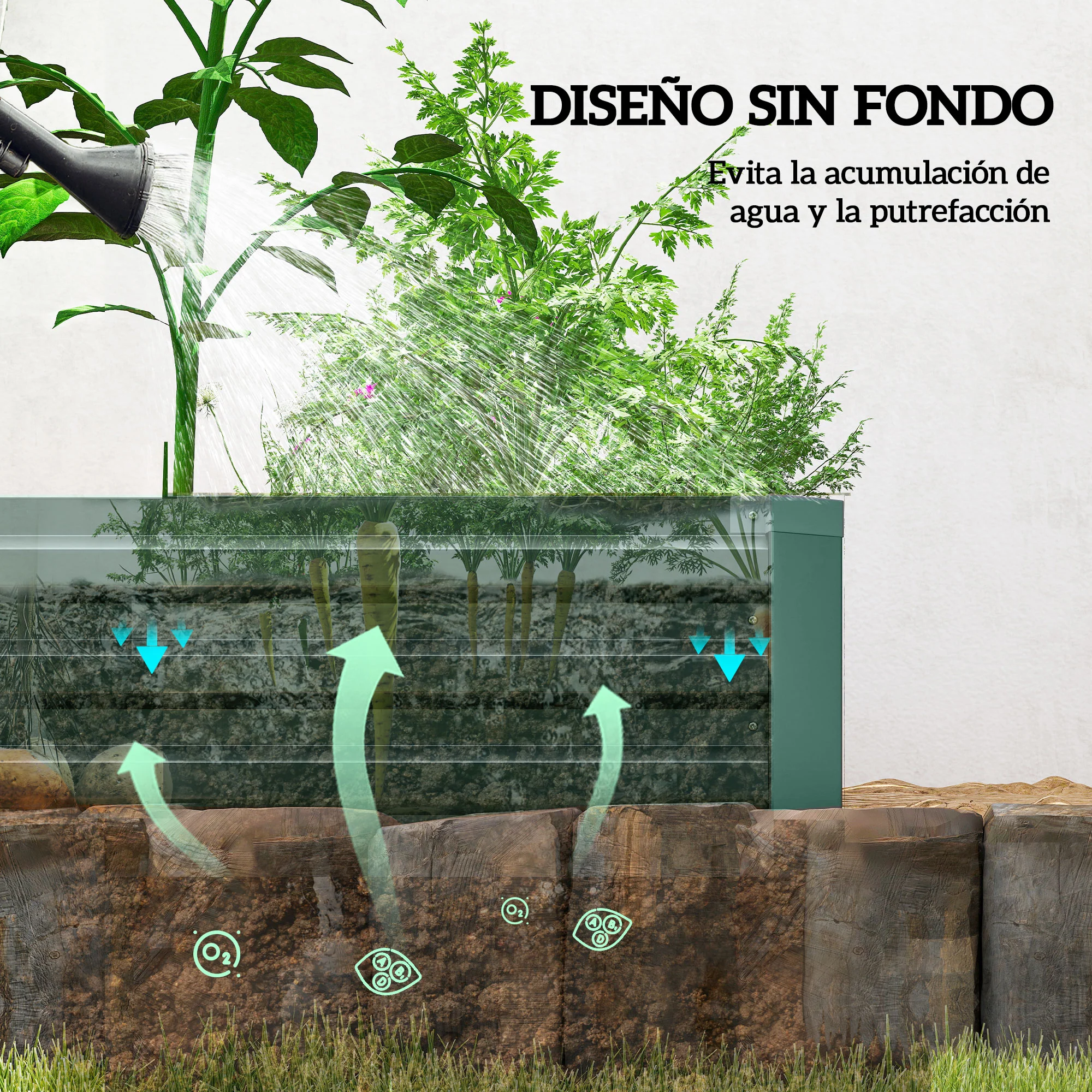 Outsunny Jardinera Exterior Grande Rectangular De Acero Galvanizado 240x60x30 Cm - Image 6