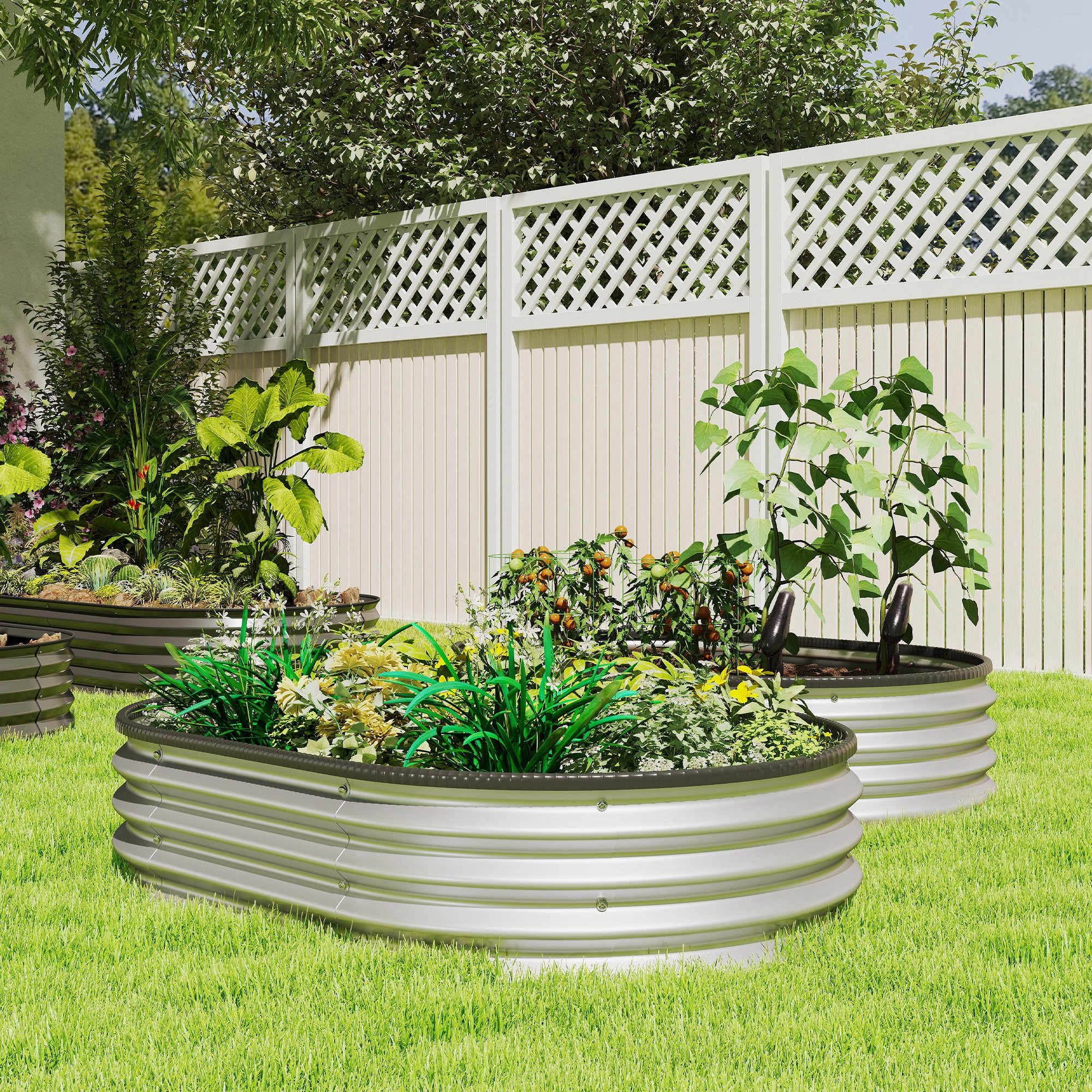 Outsunny Juego De 2 Jardineras Exterior Grandes De Acero 135x90x30 Cm Plateado - Image 4