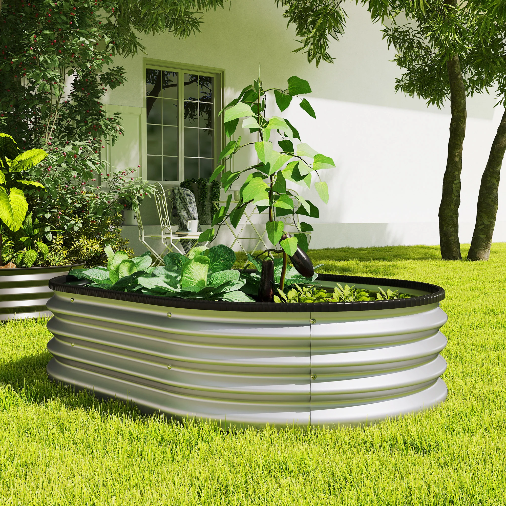Outsunny Juego De 2 Jardineras Exterior Grandes De Acero 135x90x30 Cm Plateado - Image 5