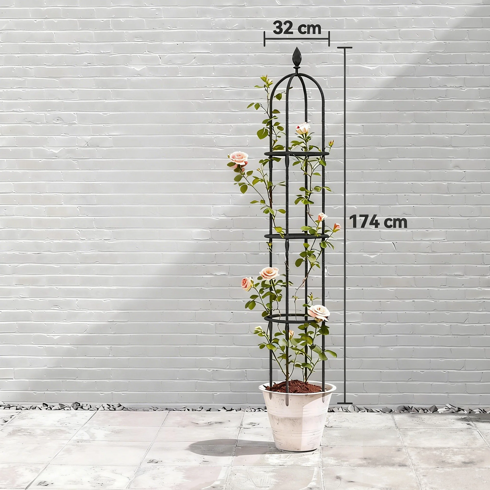 Outsunny Juego De 2 Obeliscos De Jardín De Acero 1,74 M Para Plantas Trepadoras - Image 3