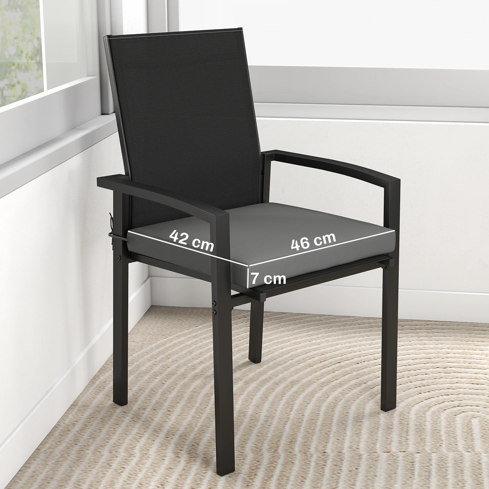 Outsunny Juego De Cojines Para Sillas De Comedor De 6 Piezas 46x42x7 Cm Gris - Image 3