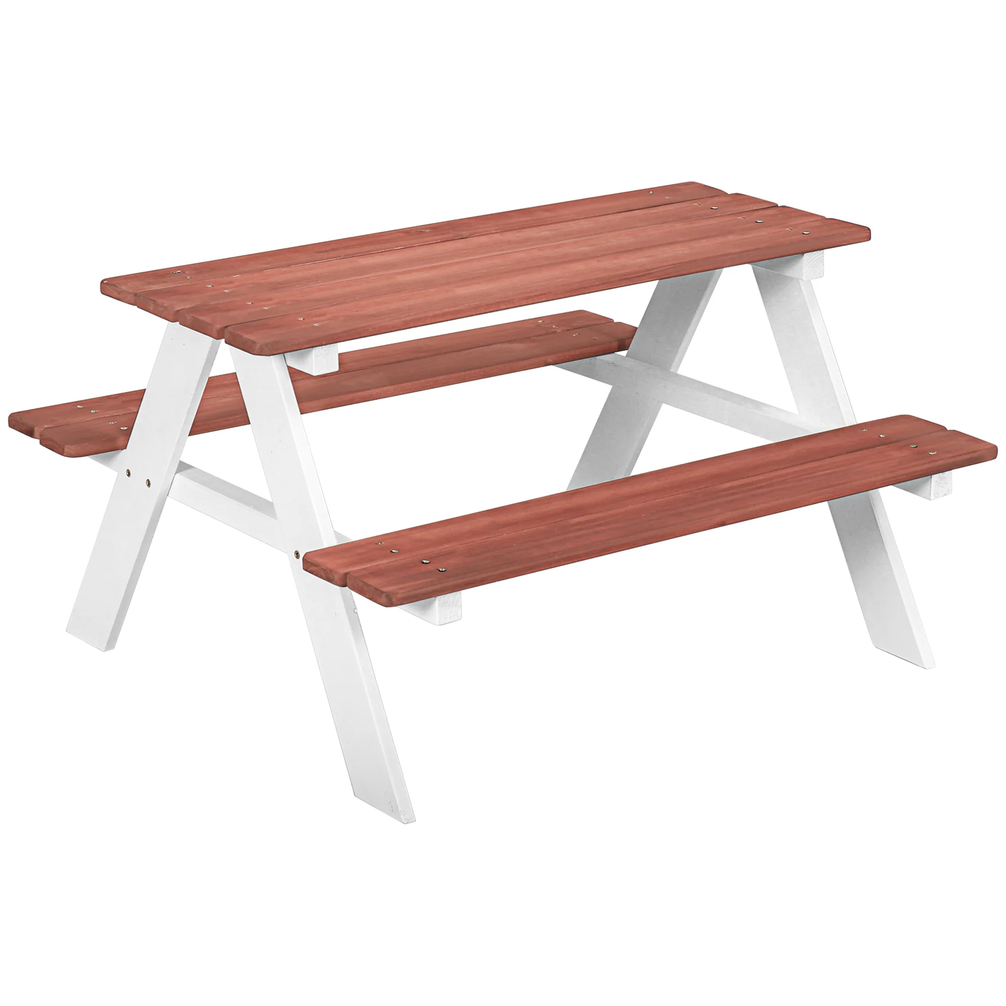 Outsunny Juego De Mesa Y 2 Bancos Infantiles De Madera 89x79x50 Cm Marrón