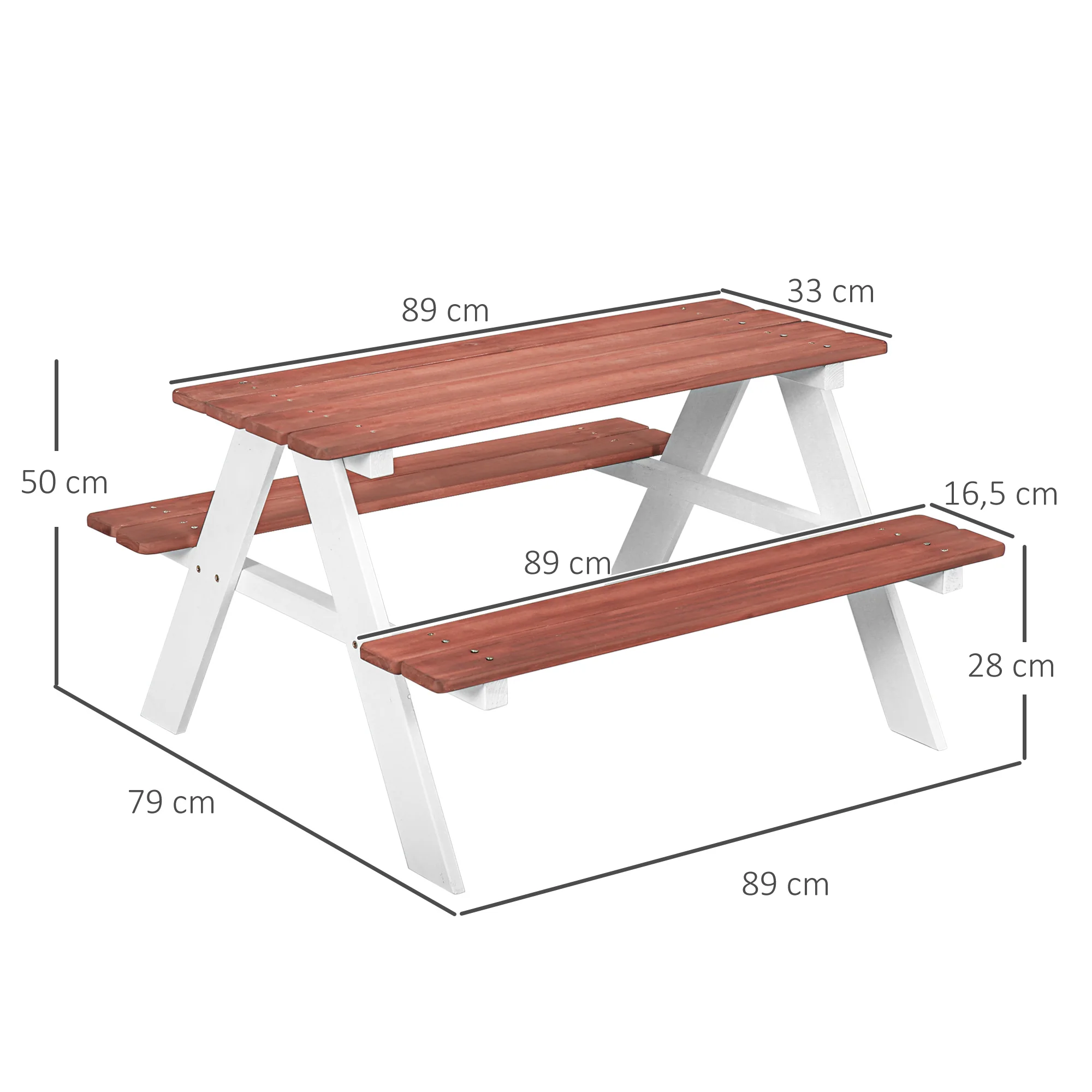 Outsunny Juego De Mesa Y 2 Bancos Infantiles De Madera 89x79x50 Cm Marrón - Image 3