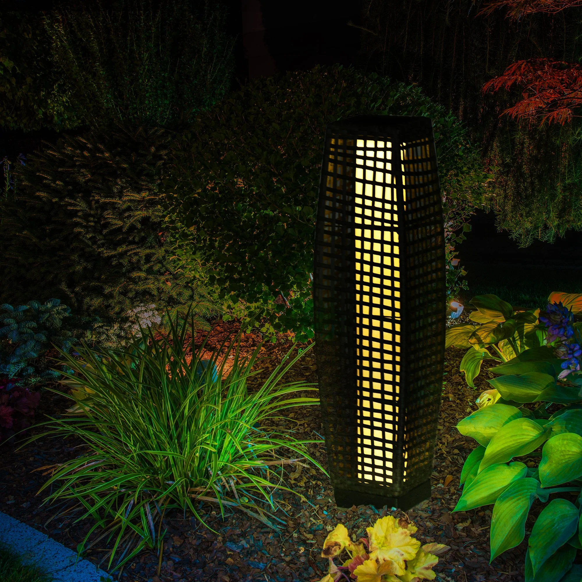 Outsunny Lámpara Solar De Jardín De Ratán Sintético Con Luces Led 21x21x78 Cm - Image 2