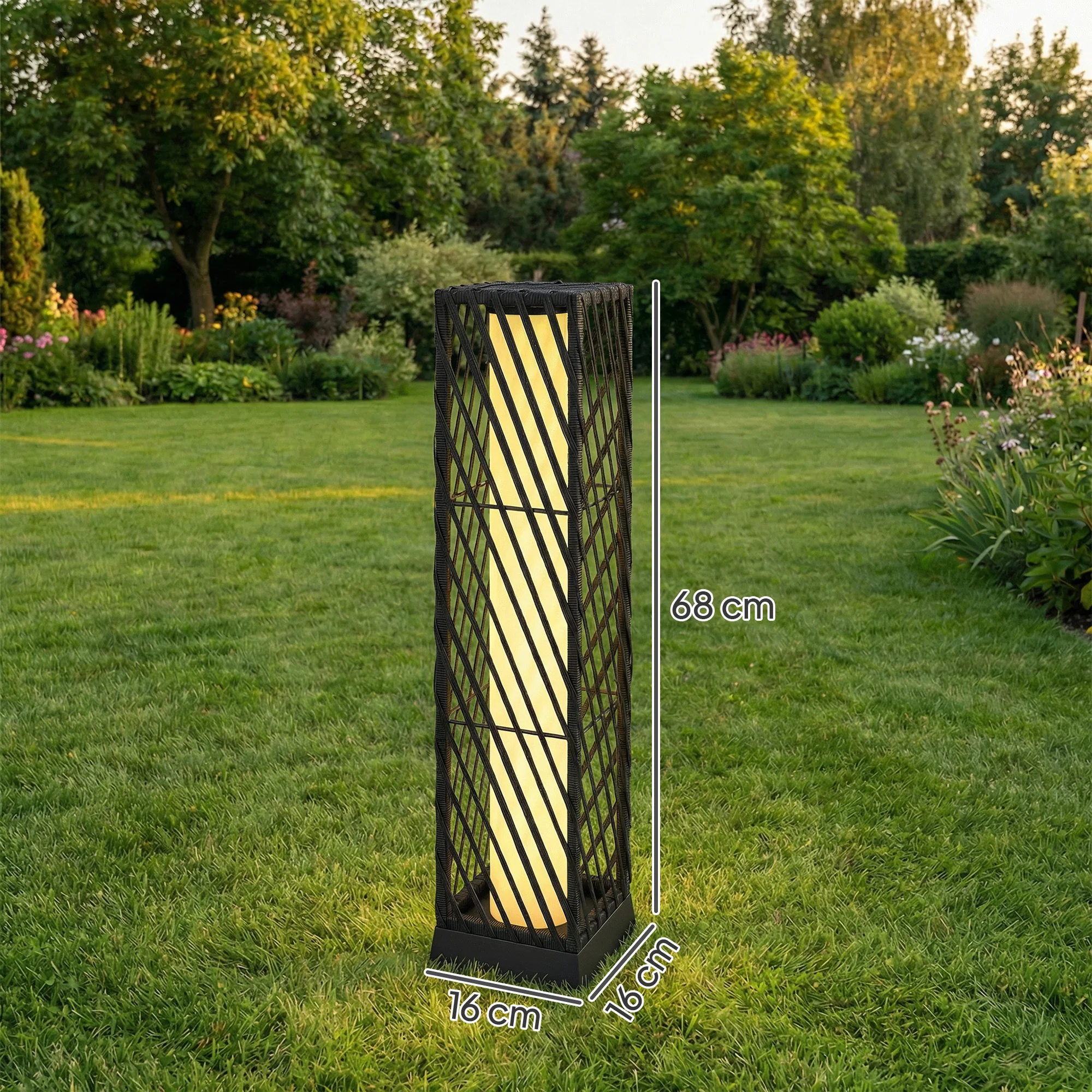 Outsunny Linterna De Jardín De Ratán Solar Luces Encendido Y Apagado Automático - Image 3