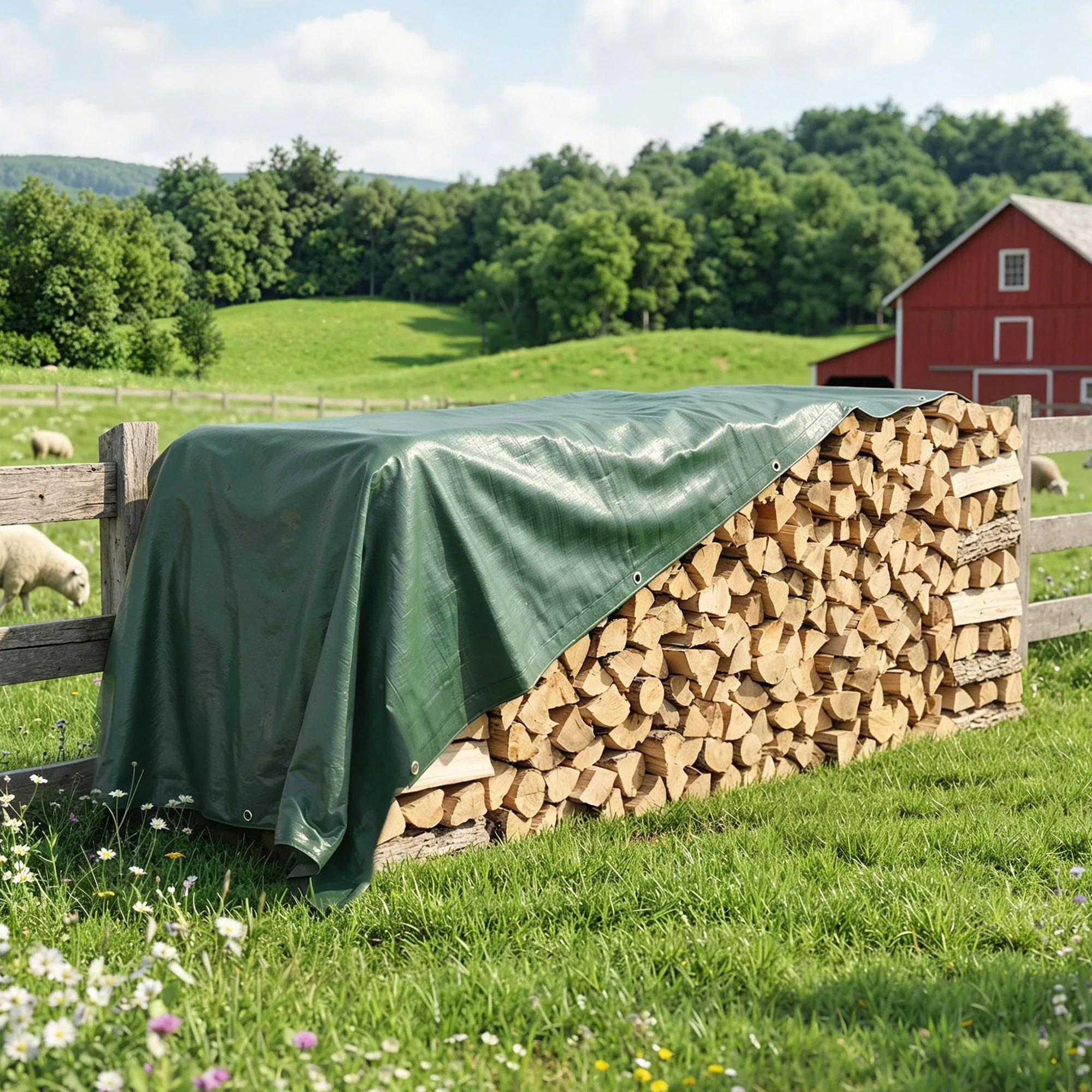 Outsunny Lona Impermeable Exterior 6x8 M Pe Resistente A Rasgaduras 90 G/m² - Image 4