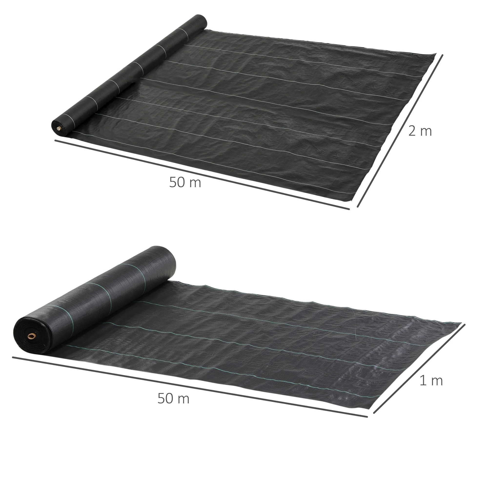 Outsunny Malla Antimaleza 2x50 M 130 G/m² Para Control De Malezas Malas Negro - Image 3