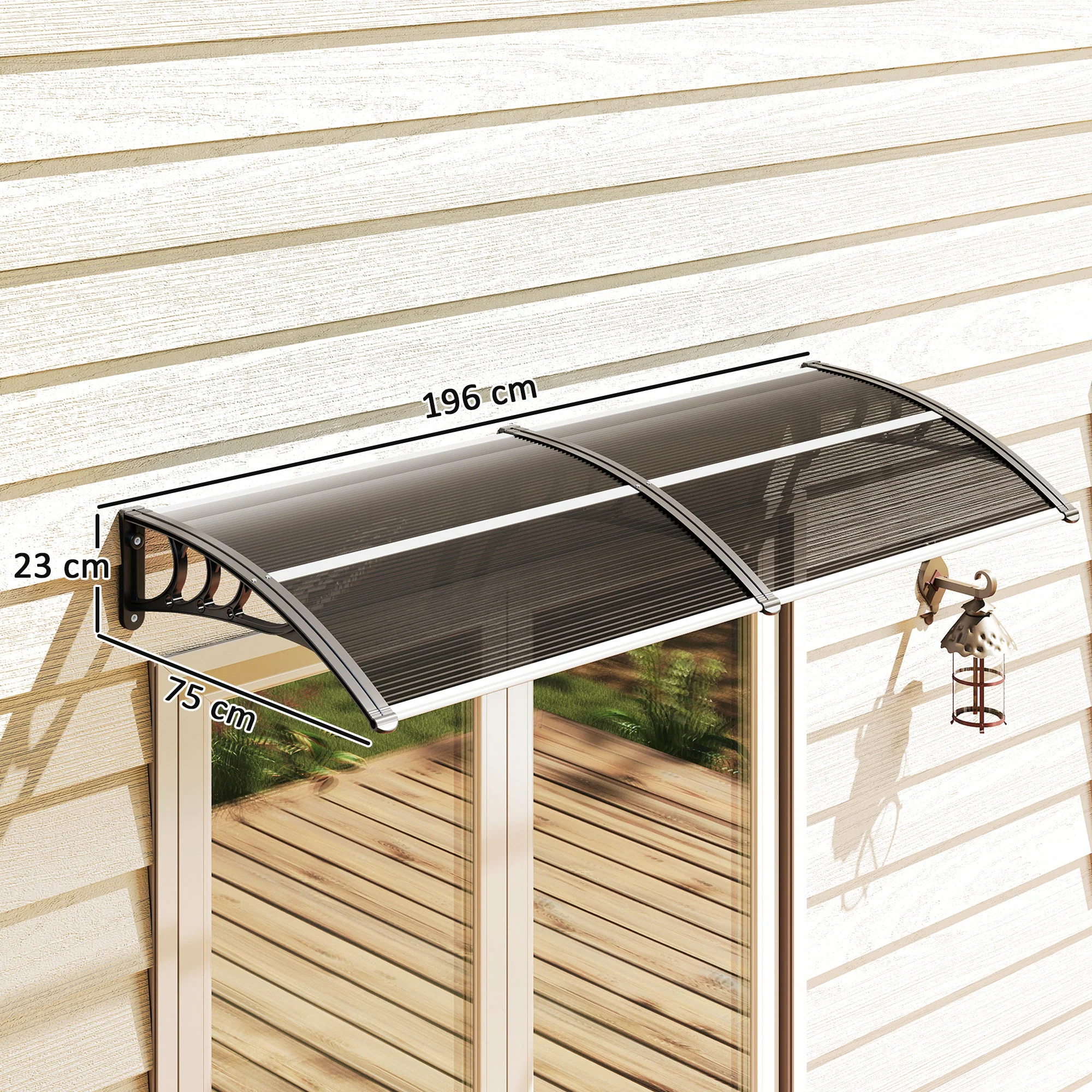 Outsunny Marquesina Exterior Para Puertas Y Ventanas 196x75 Cm Negro - Image 3