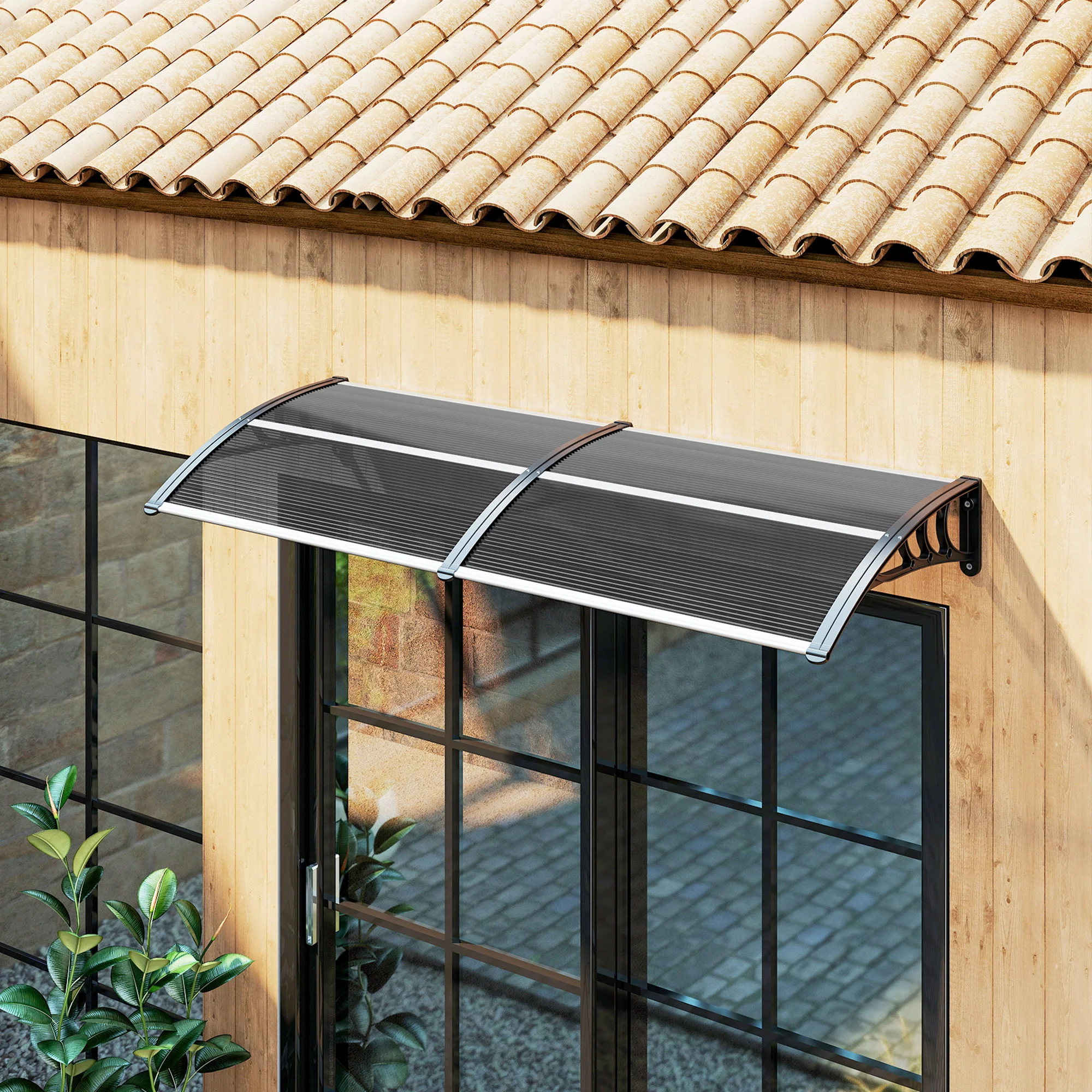 Outsunny Marquesina Exterior Para Puertas Y Ventanas 196x75 Cm Negro - Image 5