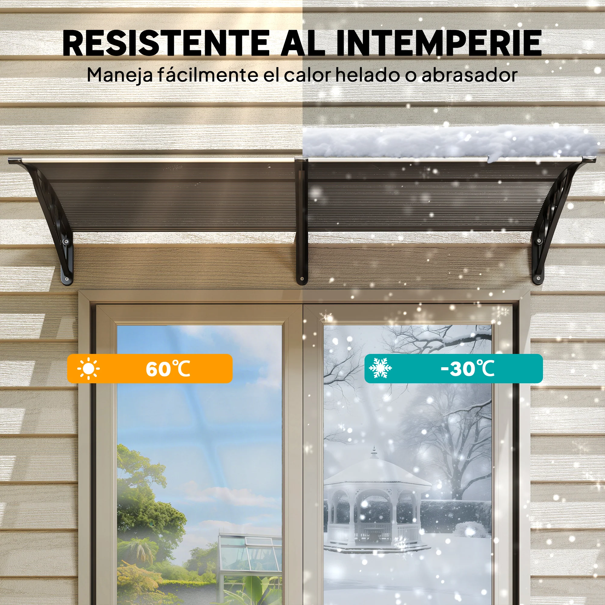 Outsunny Marquesina Exterior Para Puertas Y Ventanas 196x75 Cm Negro - Image 6