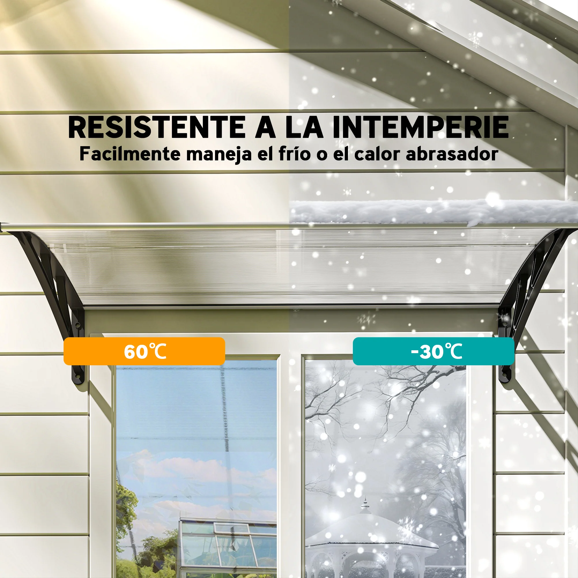 Outsunny Marquesina Para Puertas Y Ventanas 110x60 Cm Con Regleta De Aluminio - Image 6