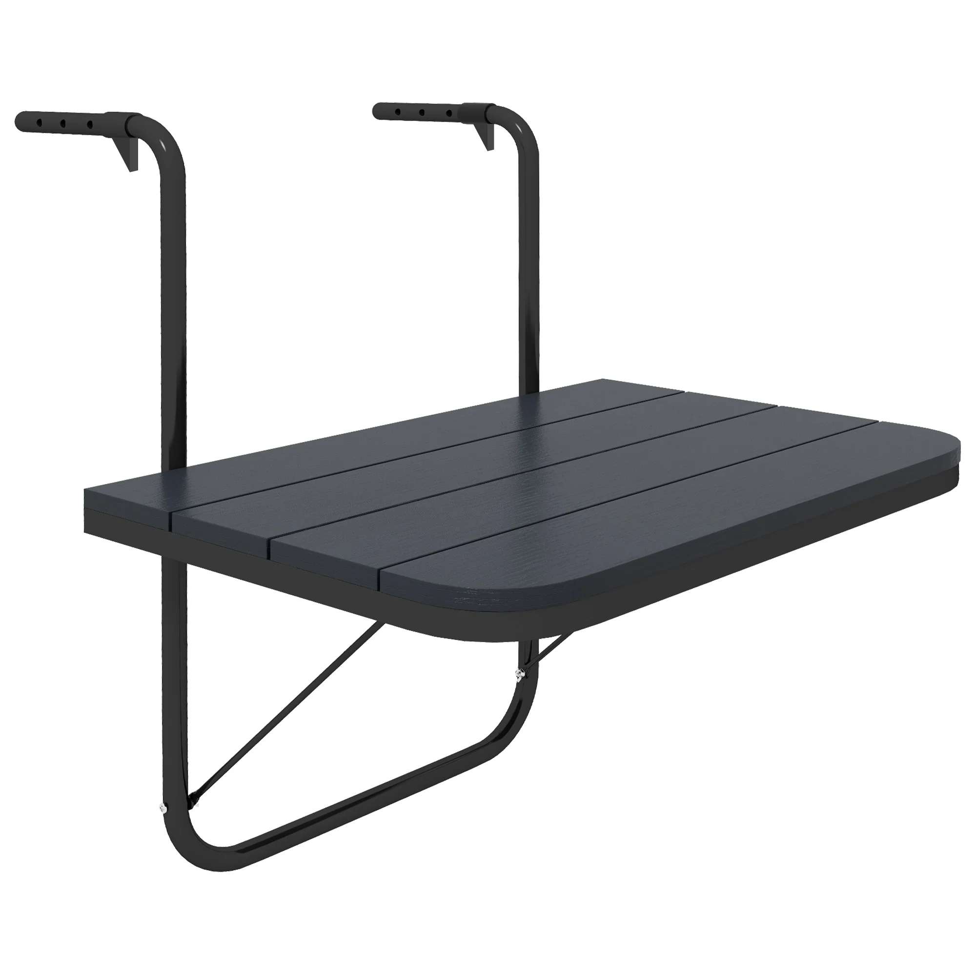 Outsunny Mesa Colgante De Balcón Plegable De Aluminio 60x40x55-64 Cm Negro