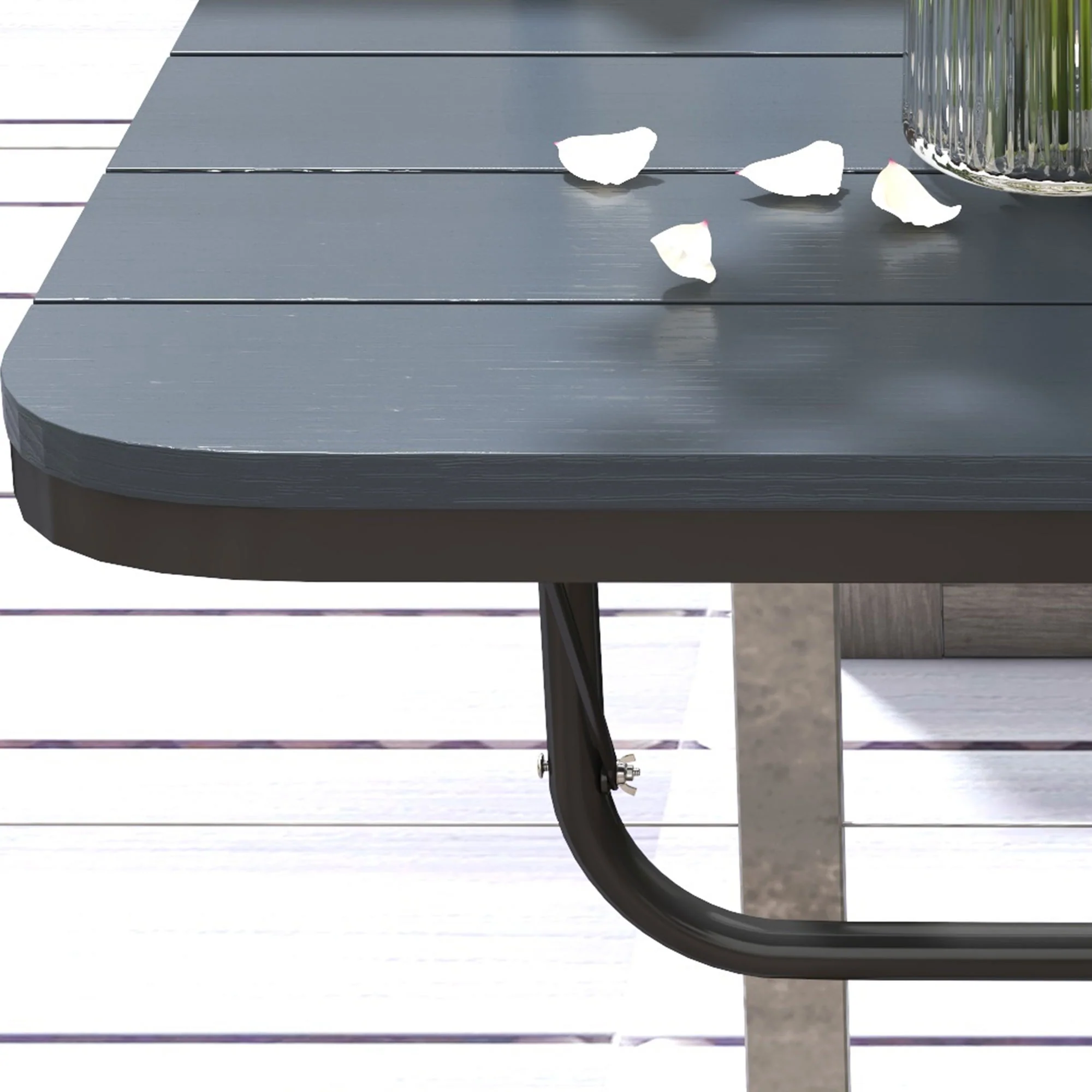 Outsunny Mesa Colgante De Balcón Plegable De Aluminio 60x40x55-64 Cm Negro - Image 5