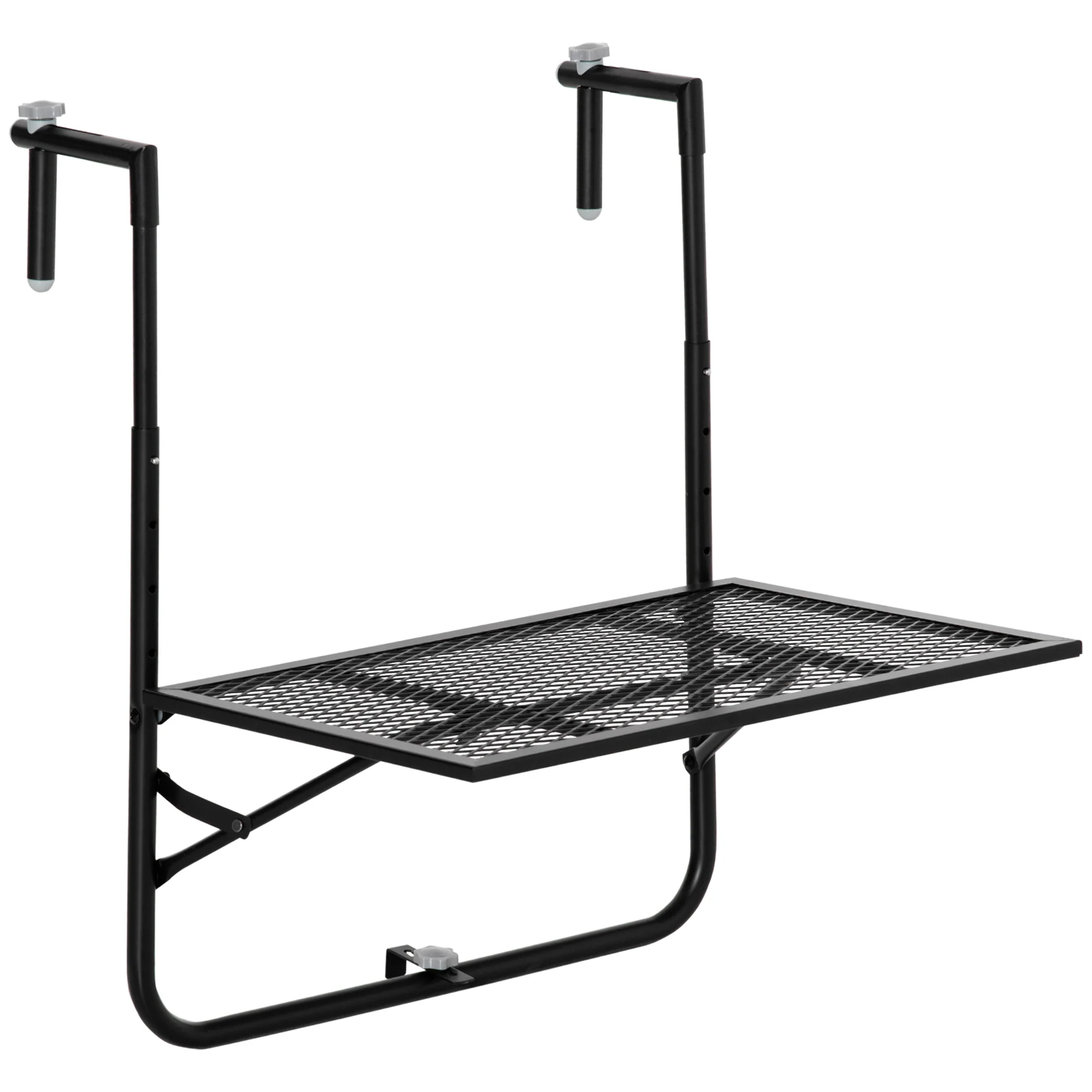 Outsunny Mesa Colgante De Balcón Plegable De Metal 60x60x57-72 Cm Negro