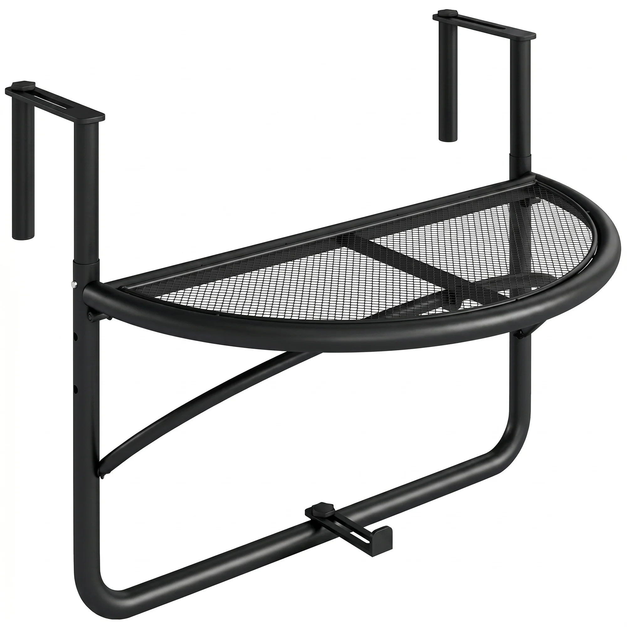 Outsunny Mesa Colgante De Balcón Semicircular 60x47x50 Cm Ajustable En Altura