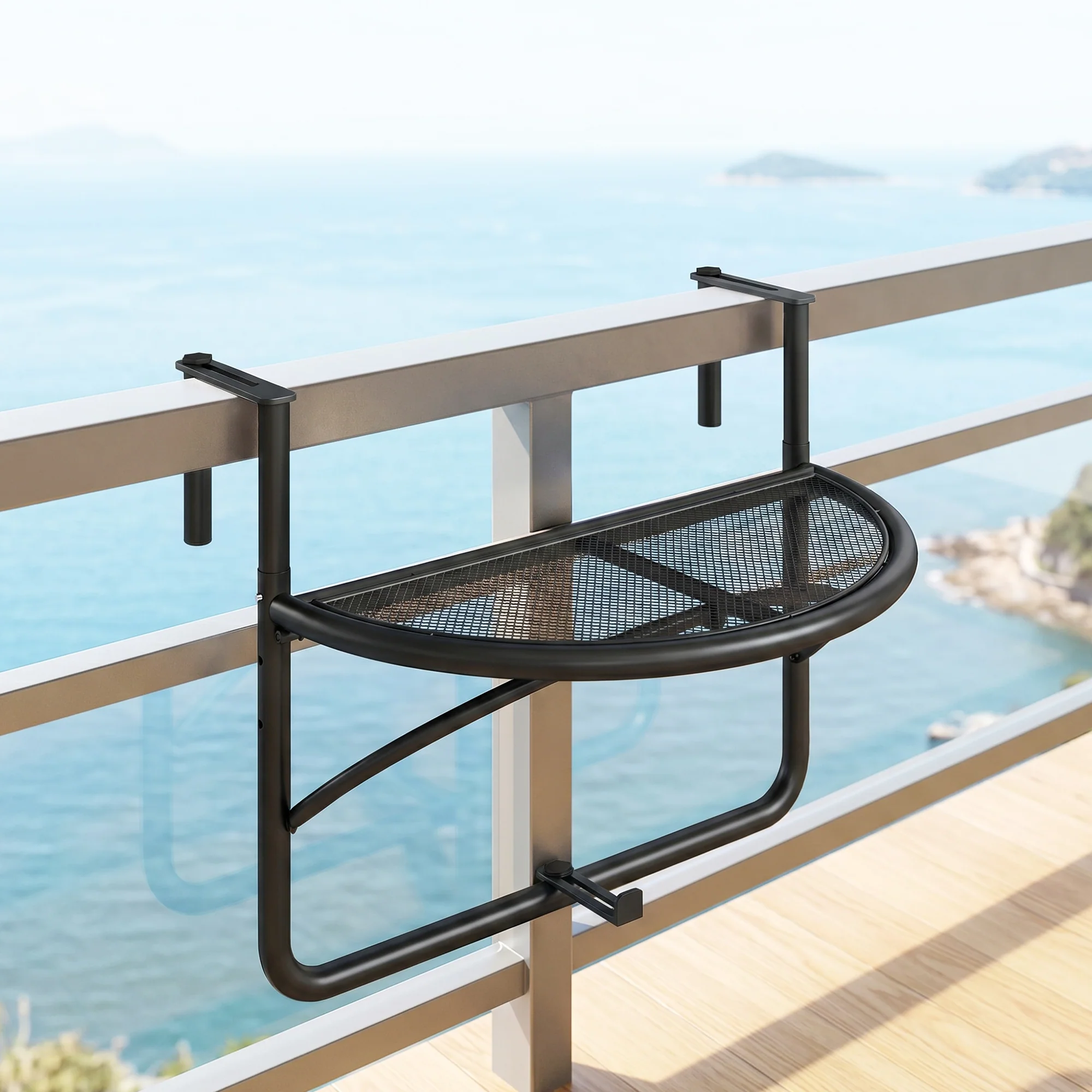 Outsunny Mesa Colgante De Balcón Semicircular 60x47x50 Cm Ajustable En Altura - Image 2