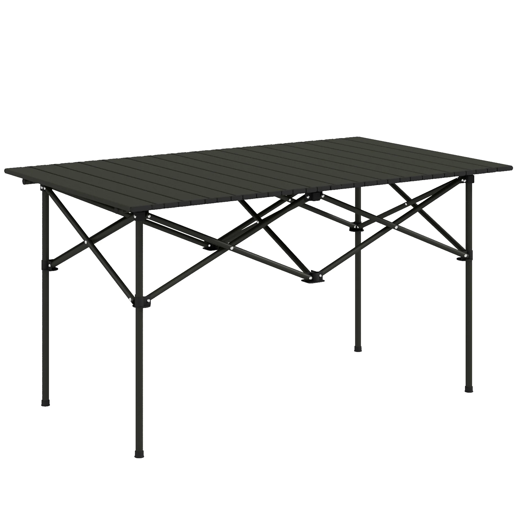 Outsunny Mesa De Camping Plegable Con Tapa Enrollable 95x55x50 Cm Negro