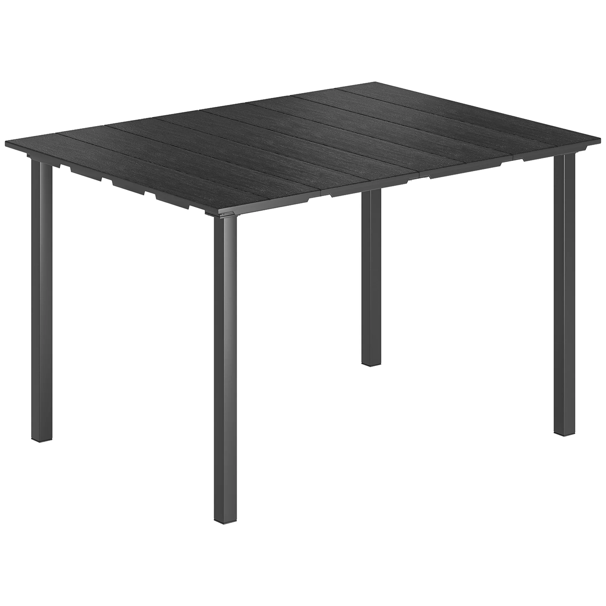 Outsunny Mesa De Comedor De Jardín Rectangular Con Encimera De Hdpe Negro