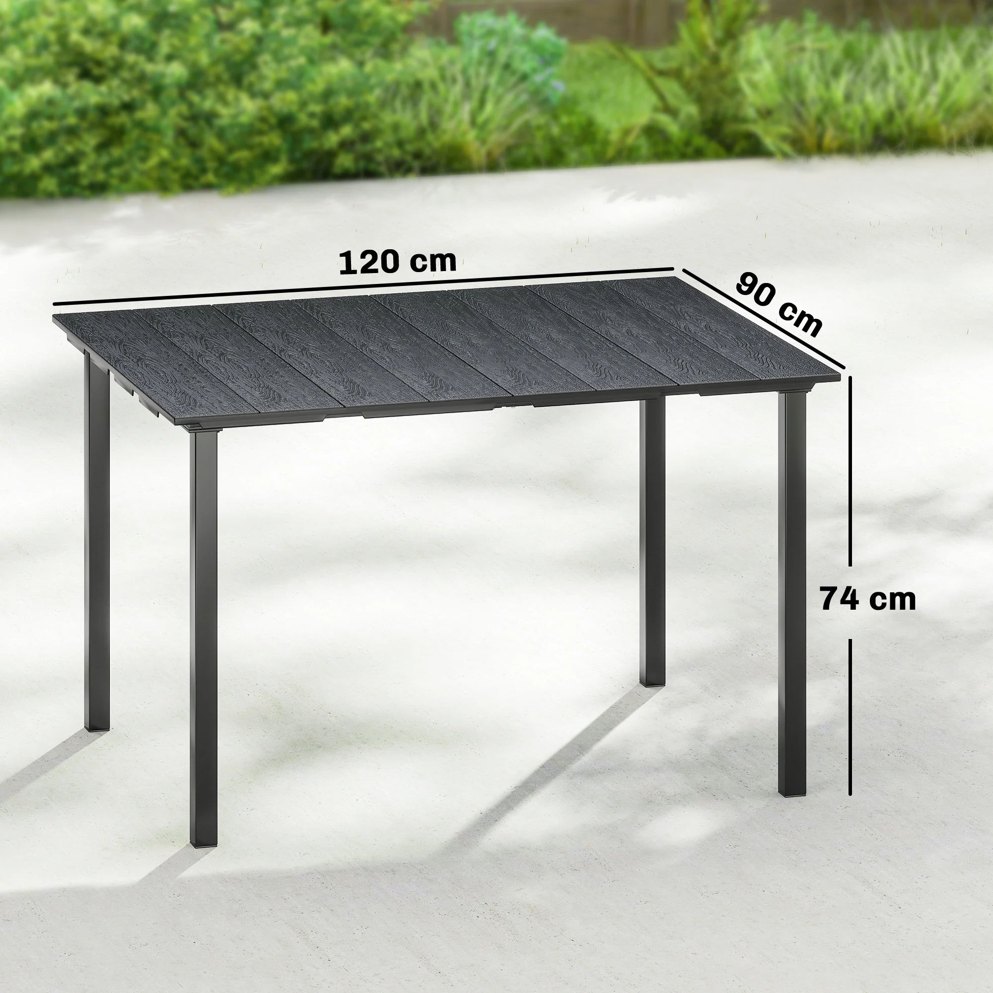 Outsunny Mesa De Comedor De Jardín Rectangular Con Encimera De Hdpe Negro - Image 3