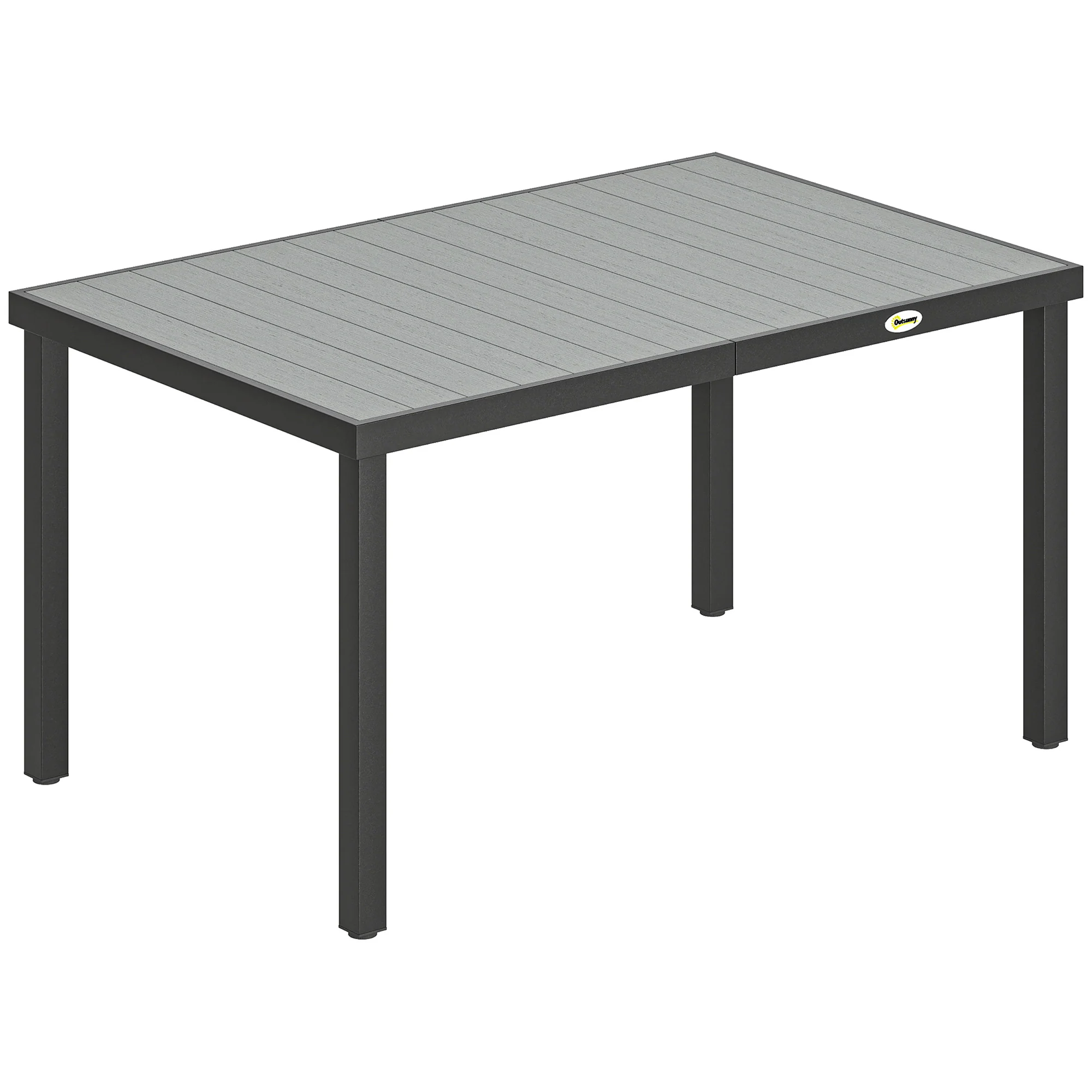 Outsunny Mesa De Comedor De Jardín Rectangular Con Estructura De Acero Gris