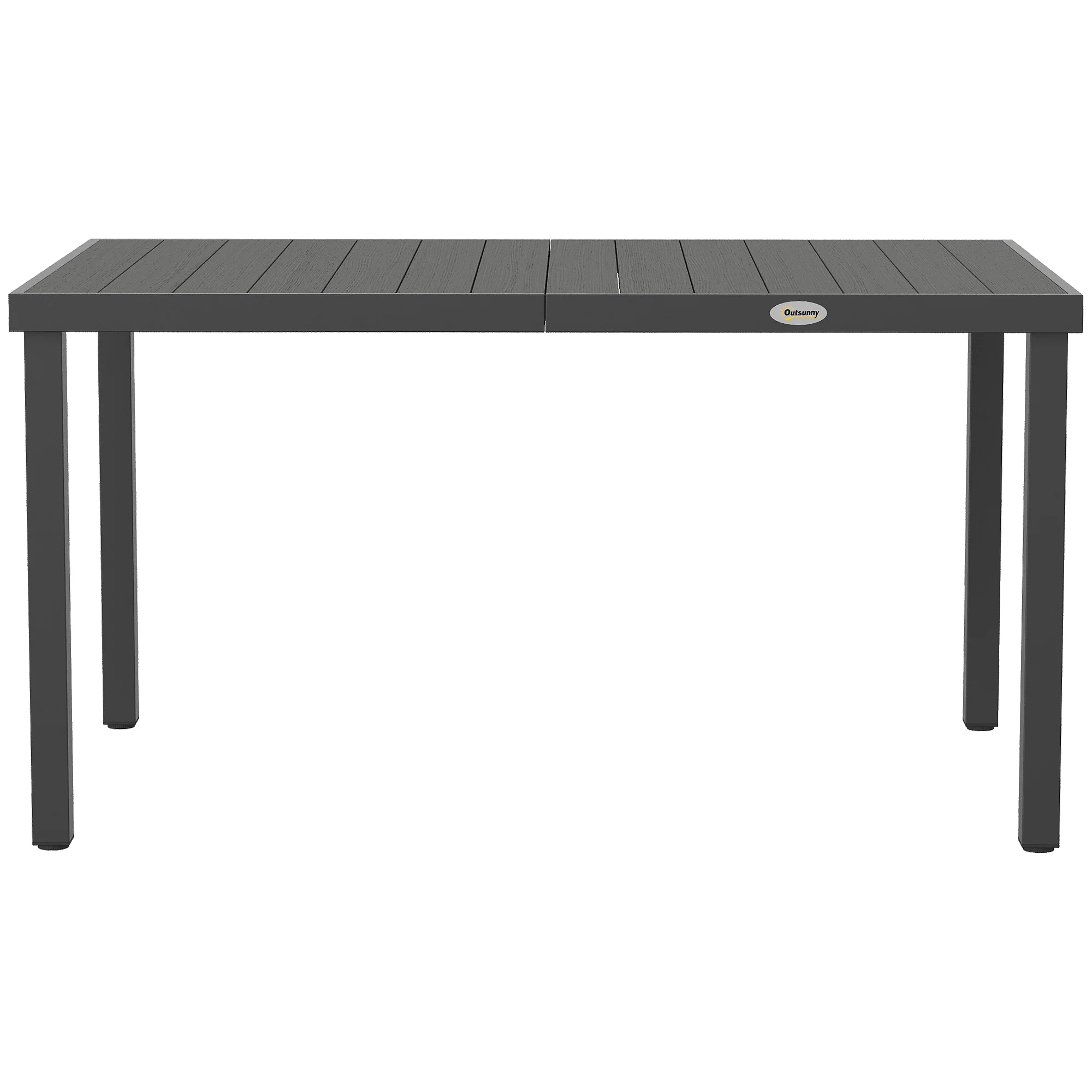Outsunny Mesa De Comedor De Jardín Rectangular Con Estructura De Acero Gris - Image 5