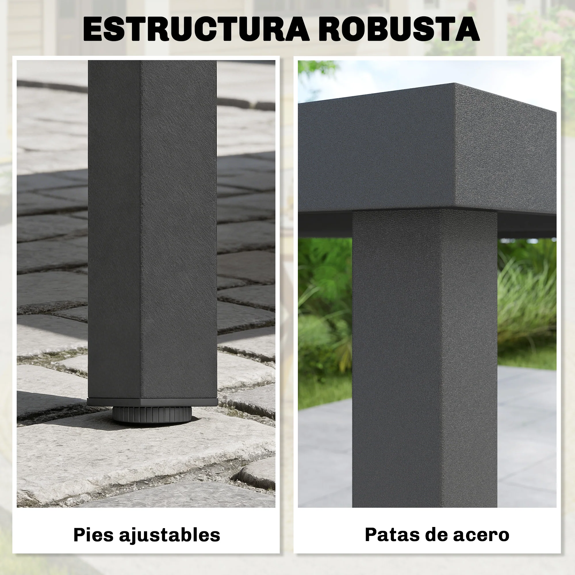 Outsunny Mesa De Comedor De Jardín Rectangular Con Estructura De Acero Gris - Image 6